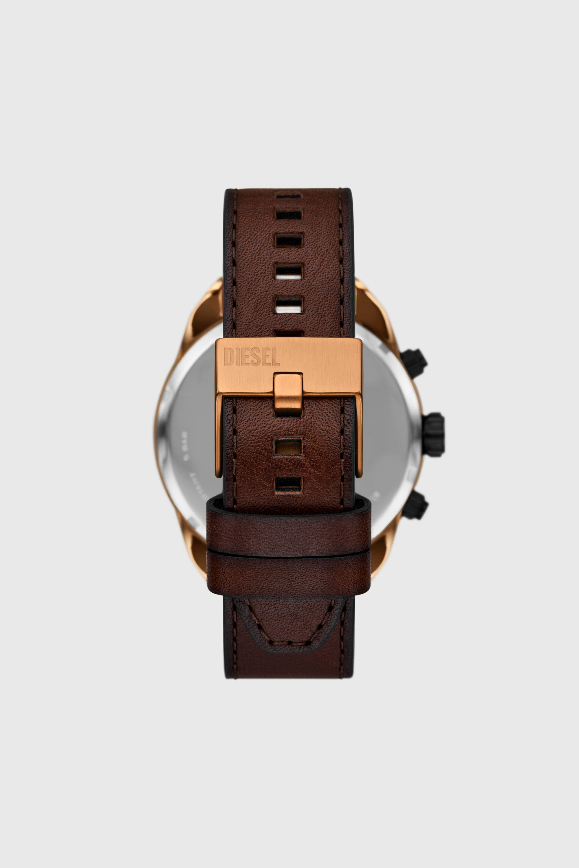 Diesel - DZ4698 WATCH, Man's Spiked brown leather watch in Brown - 2