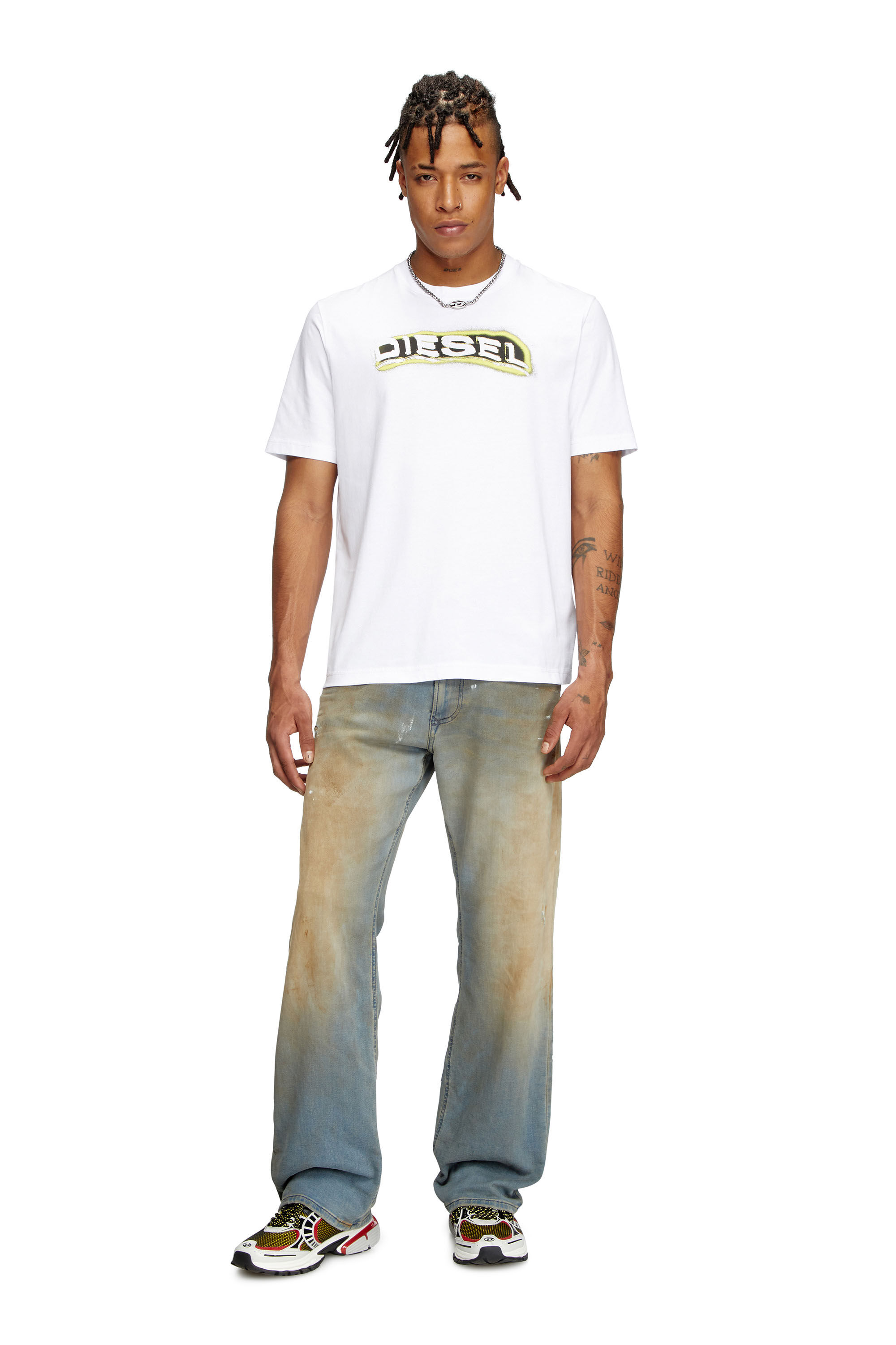Men's T-shirt with puff-print logo | White | Diesel