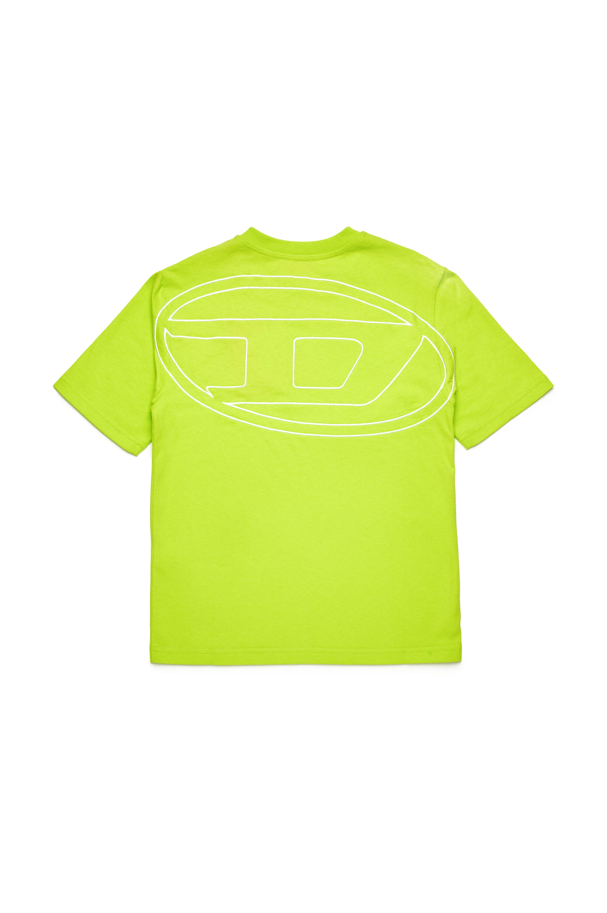 Diesel - TBOGGYMEGOVALD OVER, Man's T-shirt with mega Oval D embroidery in Green Fluo - 2