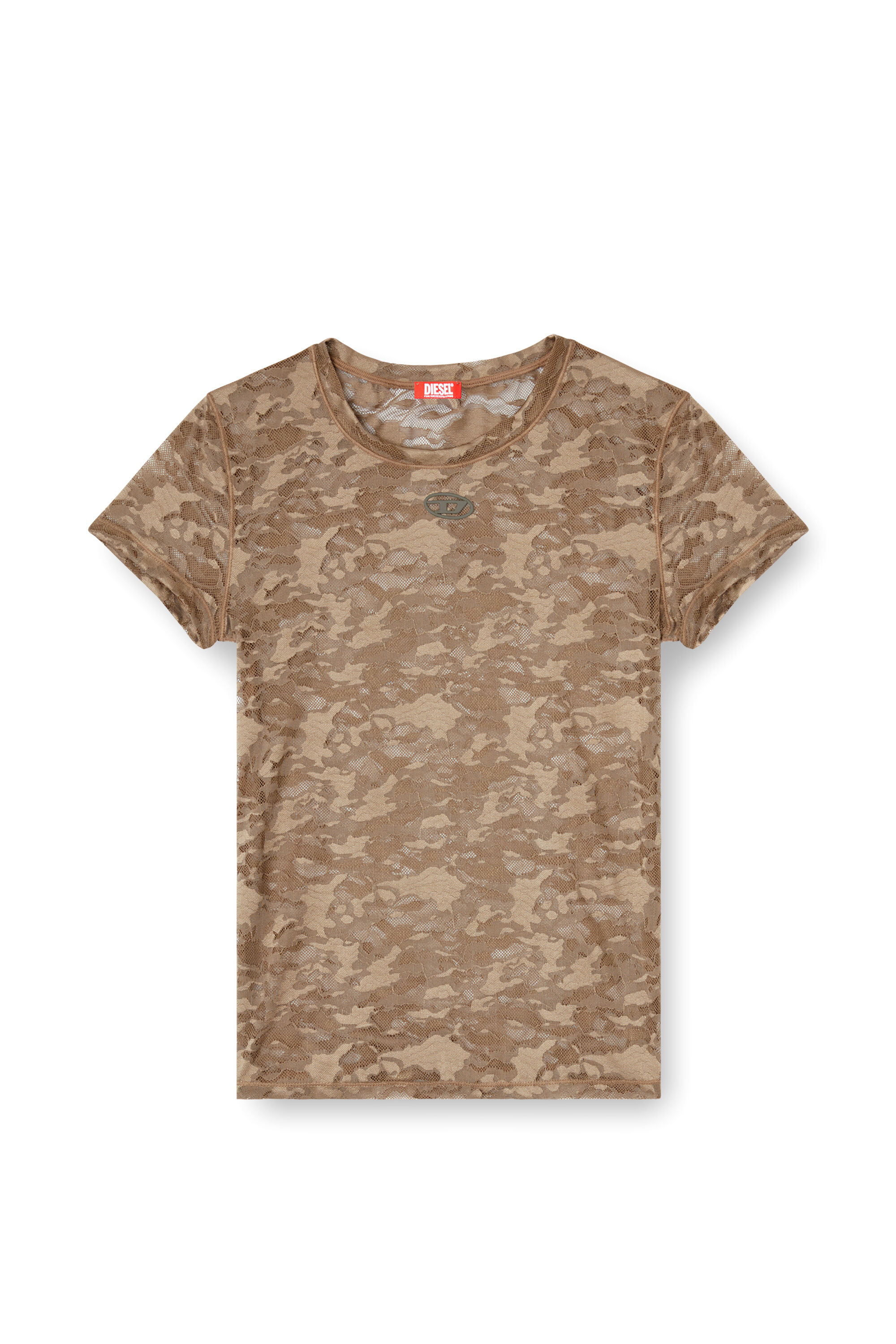 Tシャツ・カットソー Diesel Kasia-Utlt Lace T-Shirt Women's Camo lace T-shirt | Black | Diesel