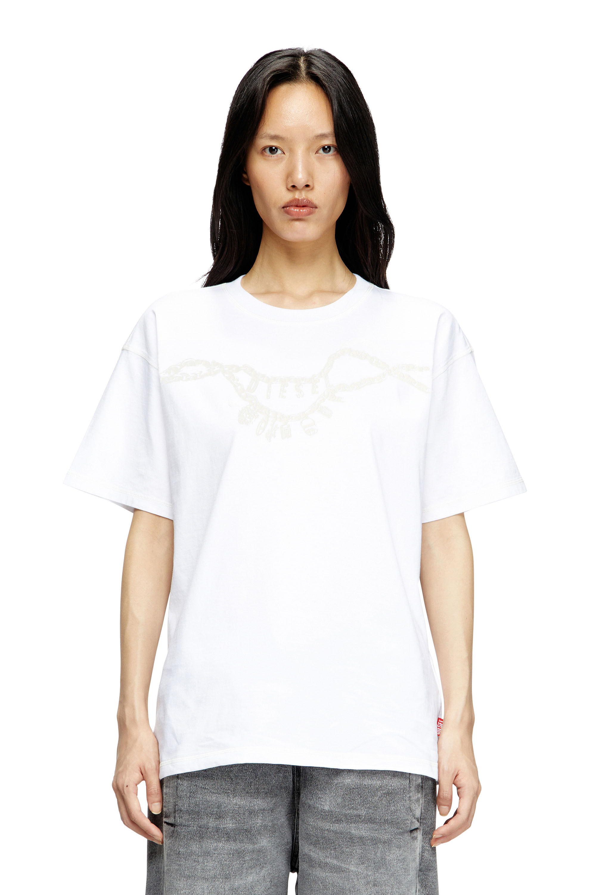 Diesel - T-NORM-HOSHI, Unisex's T-shirt with charm necklace print in White - 5