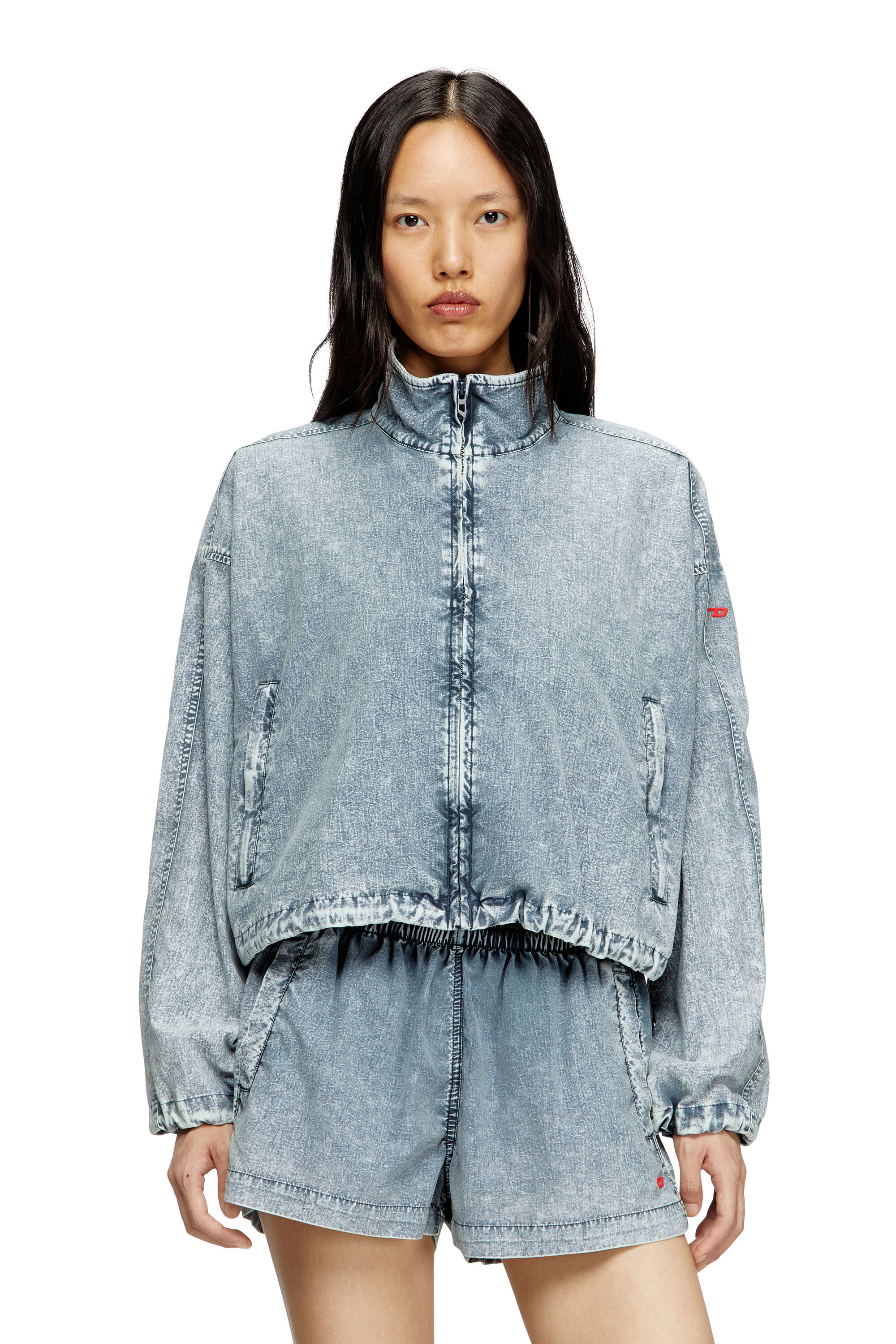Diesel - G-LEAM-R1, Woman's Cropped jacket in recycled nylon taslan in Light Blue - 3
