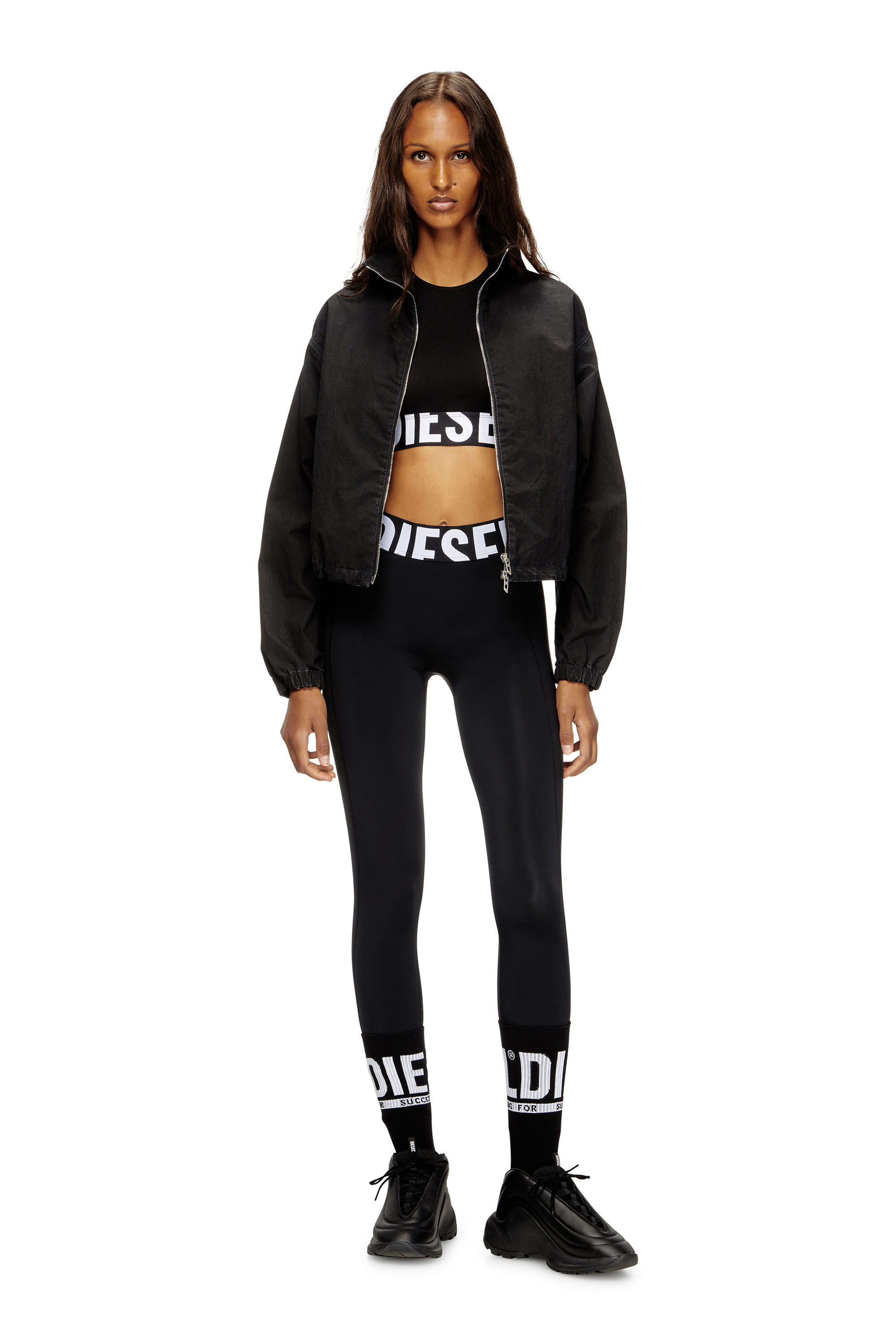 DIESEL◆ベスト/XS/コットン/BLK/無地 Women's Cropped tank top with cut-off logo | Black | Diesel