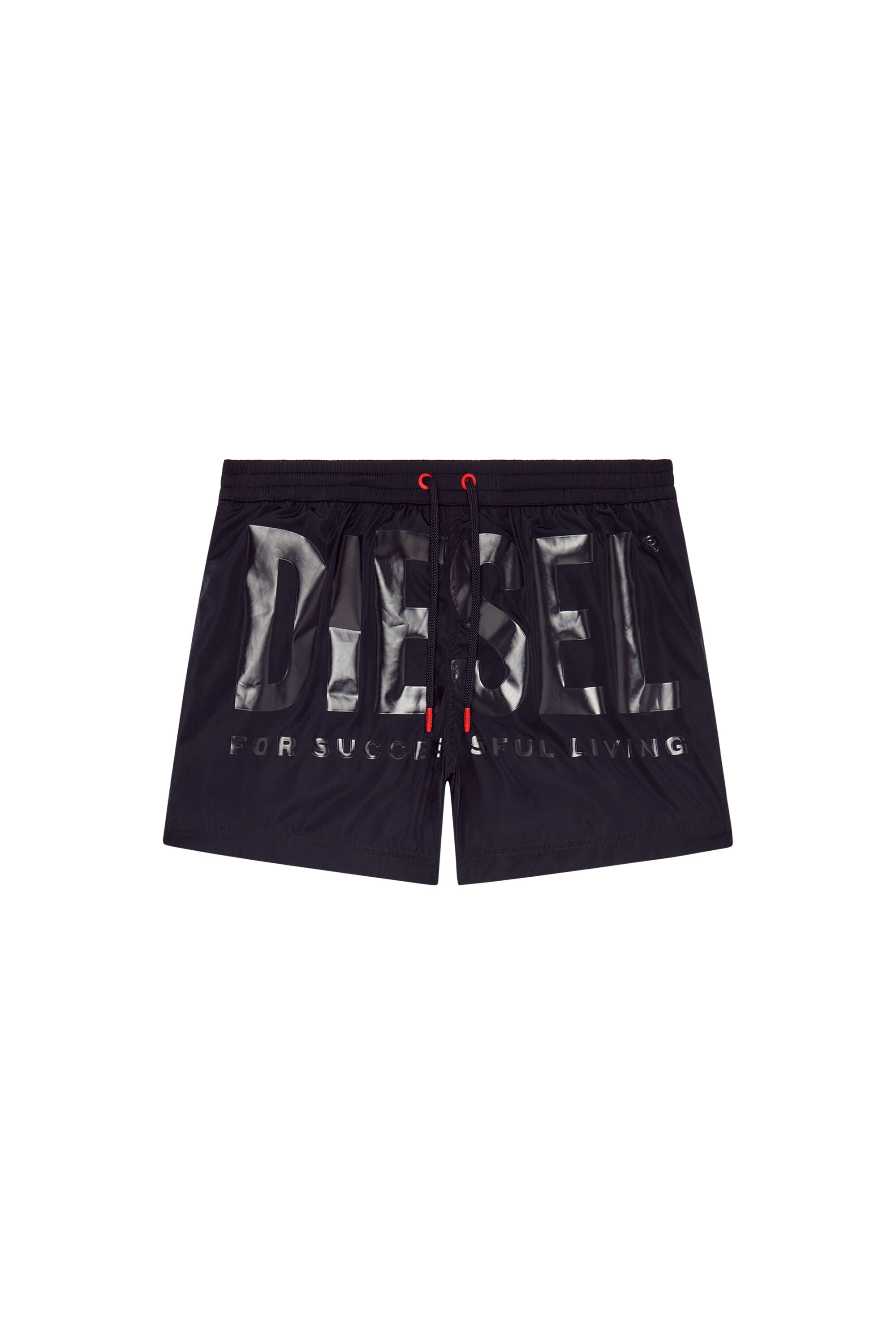Men's Mid-length swim shorts with tonal logo | Black | Diesel