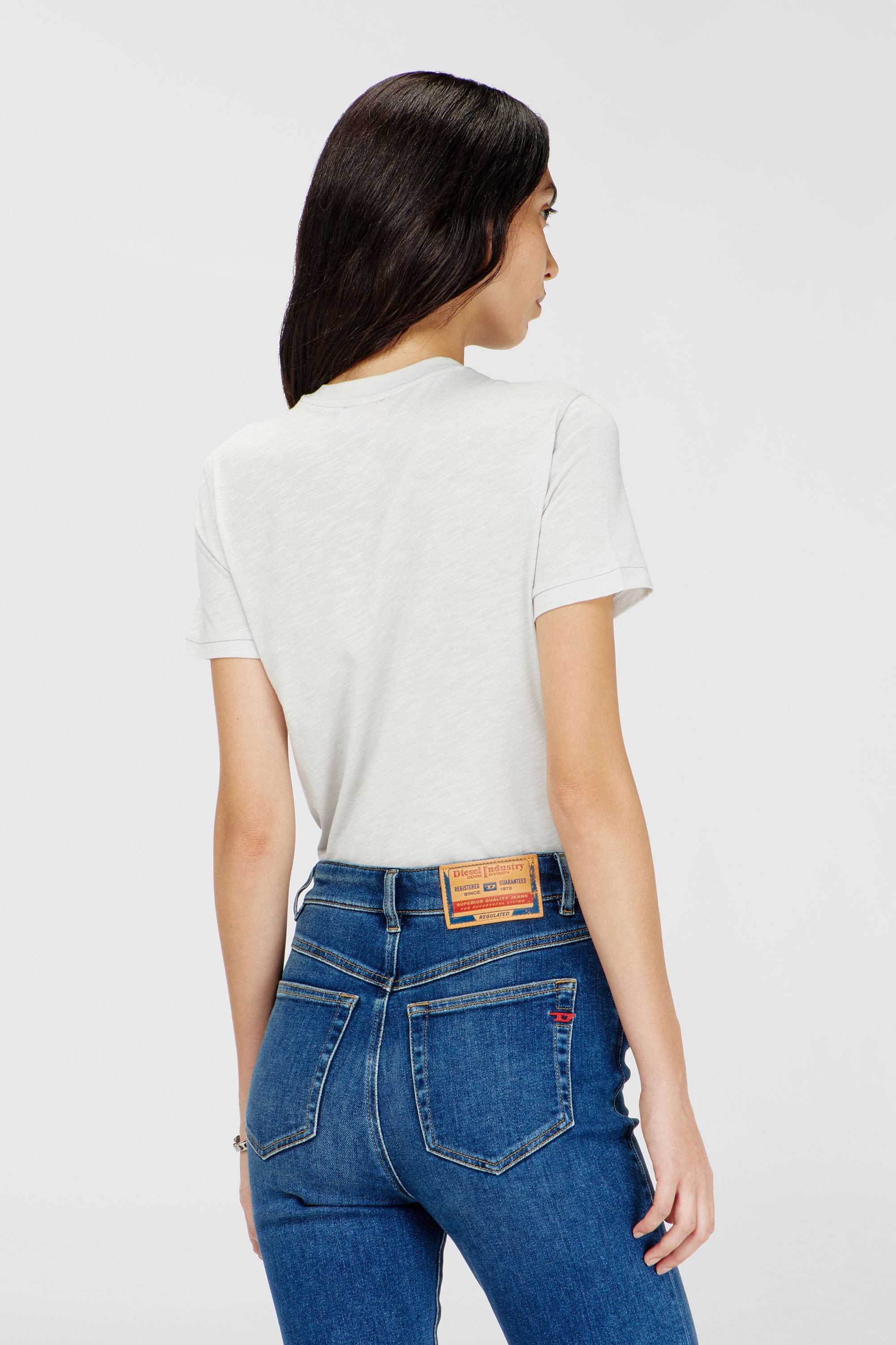 Diesel - T-REG-B1, Woman's T-shirt in slub jersey with crack print in White - 4