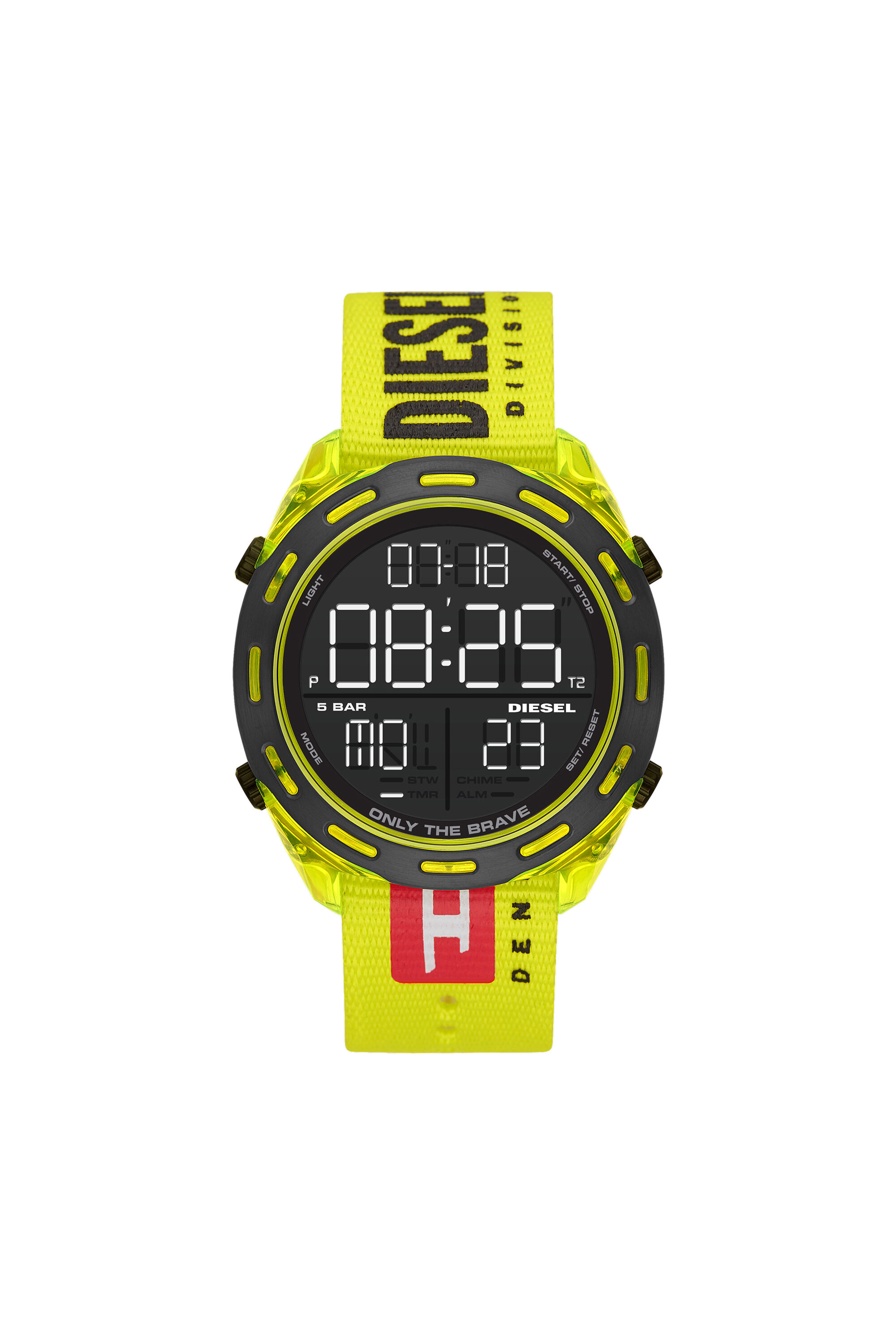 yellow digital watch
