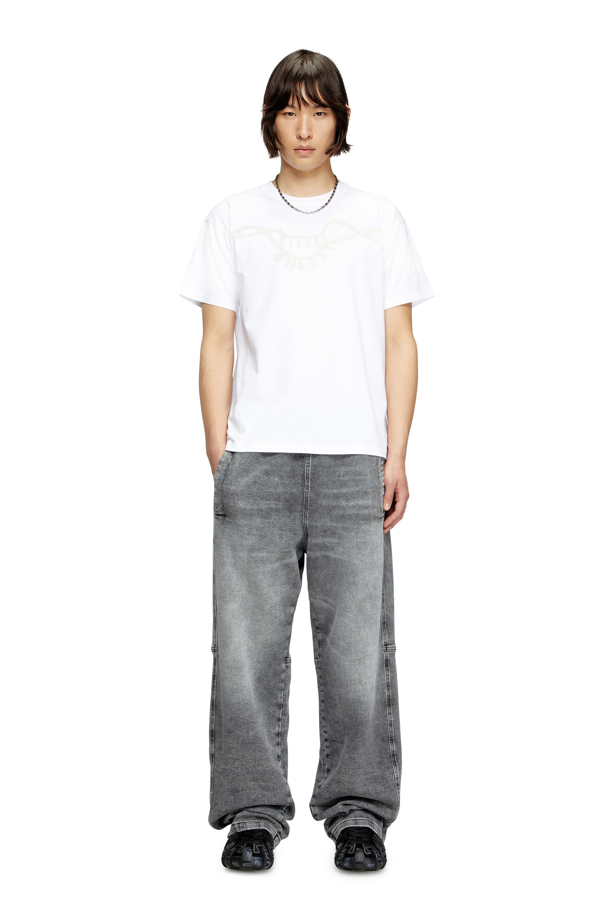 Diesel - T-NORM-HOSHI, Unisex's T-shirt with charm necklace print in White - 1