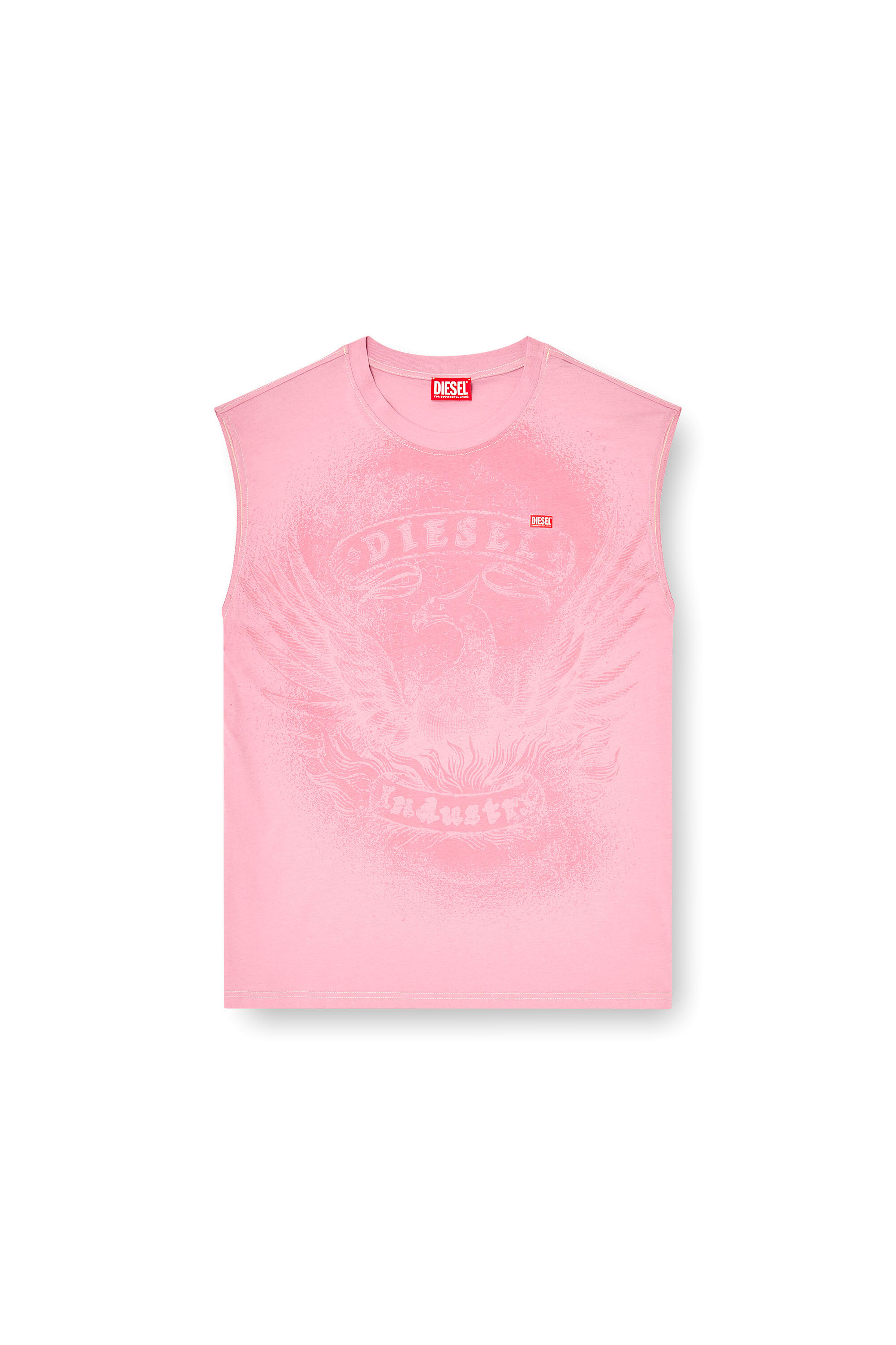 Diesel - T-BOXT-SL-NOTCH, Man's Sleeveless top in cotton with tonal graphic in Pink - 2