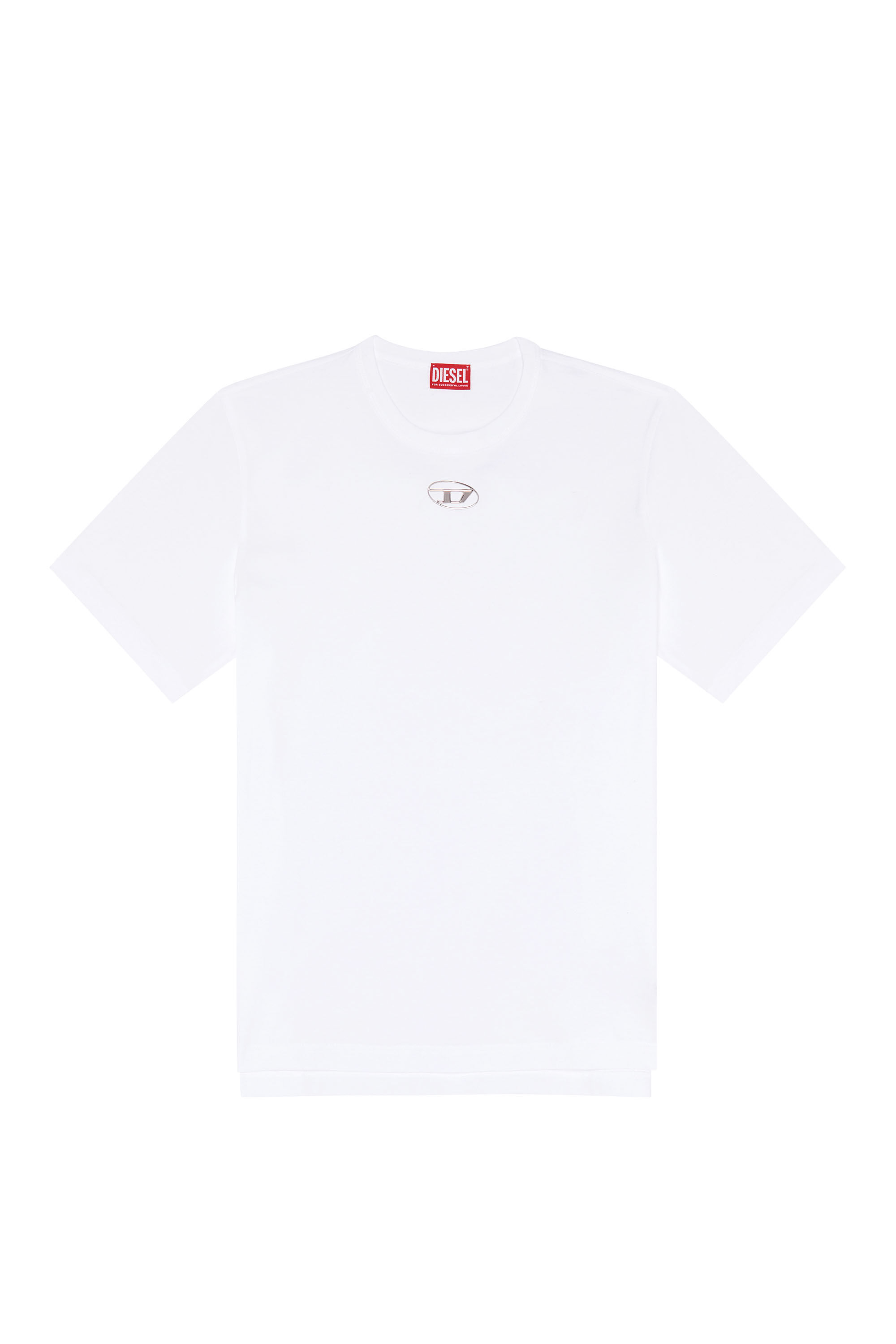 DIESEL| (A17880 0CLBR 100) Men's T-shirt with metallic Oval D | White | Diesel