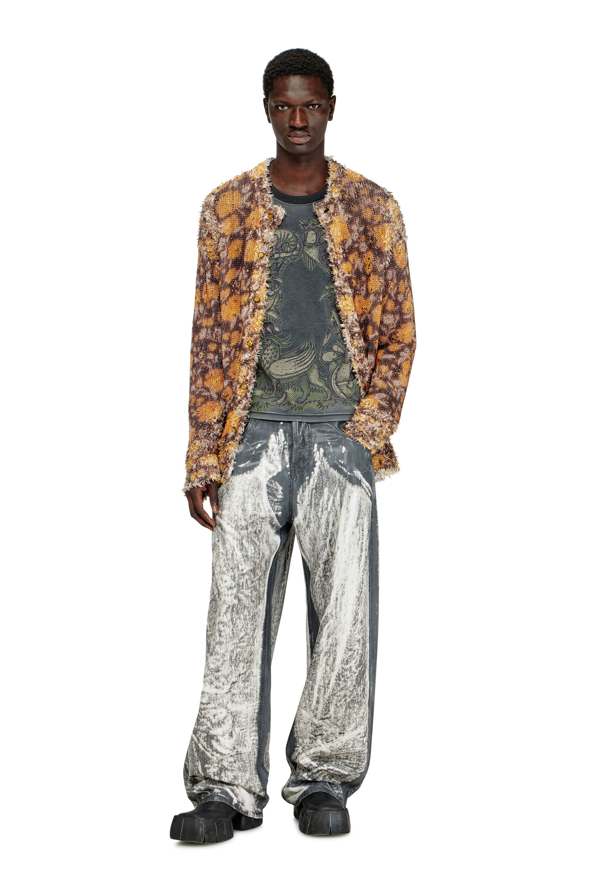 Diesel - T-JORI-A, Man's Long-sleeve T-shirt with graphic motif in Black - 1