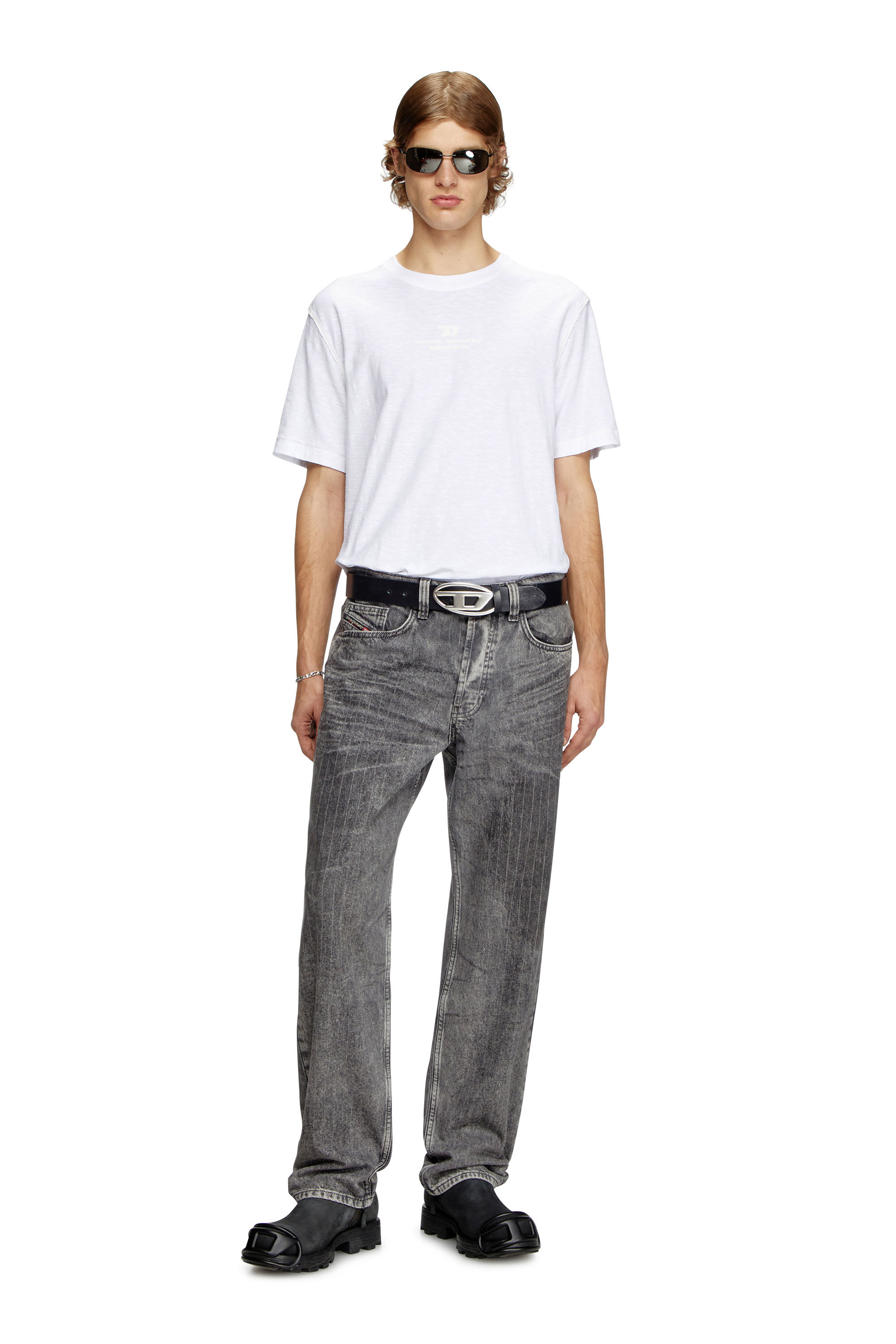 Diesel - T-ADJUST-R10, Man's Slub T-shirt with tonal logo print in White - 1