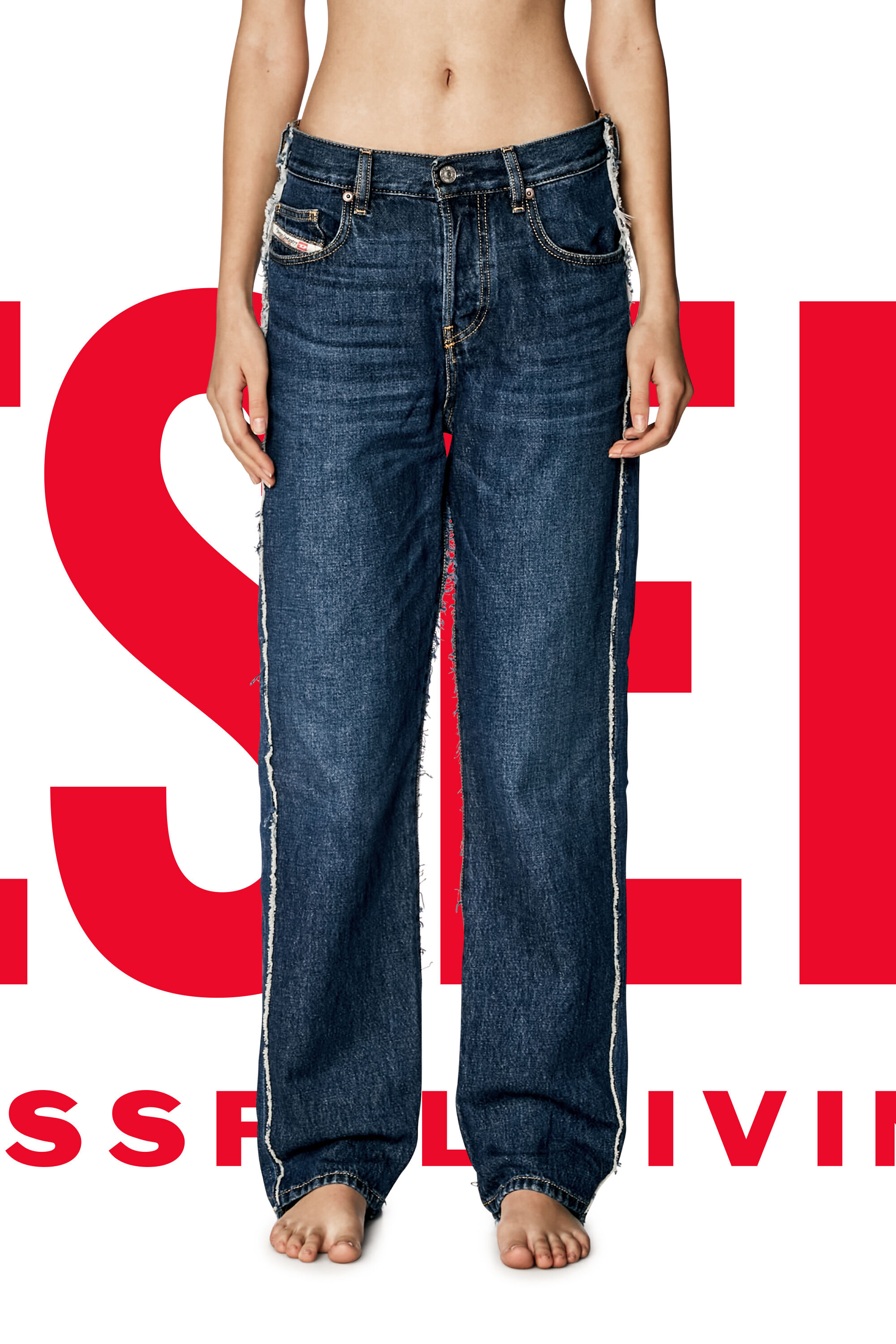 Diesel - Unisex Straight Jeans Dieseloves 03 09K47, Medium blue - Image 8