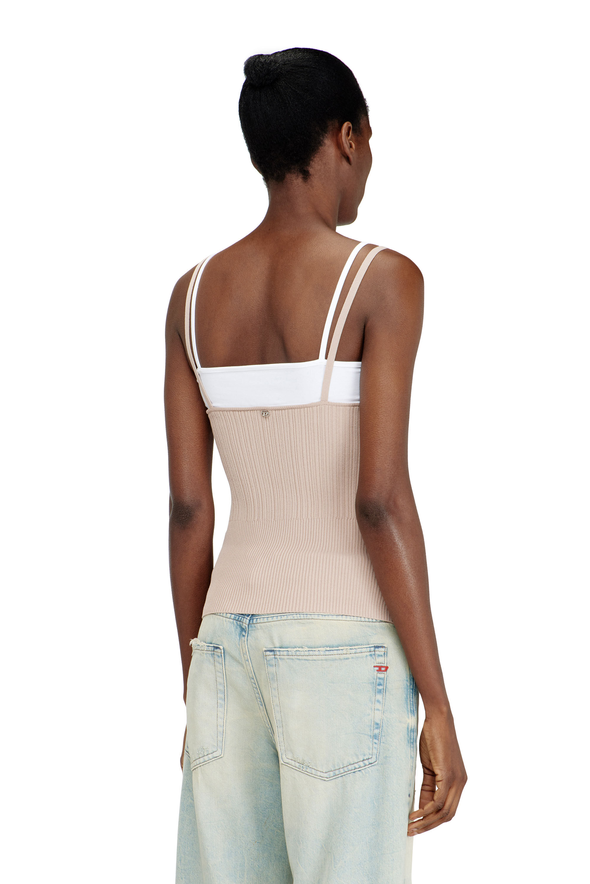 Diesel - M-ZARRINA, Woman's Layered cami top in ribbed knit in Pink - 4