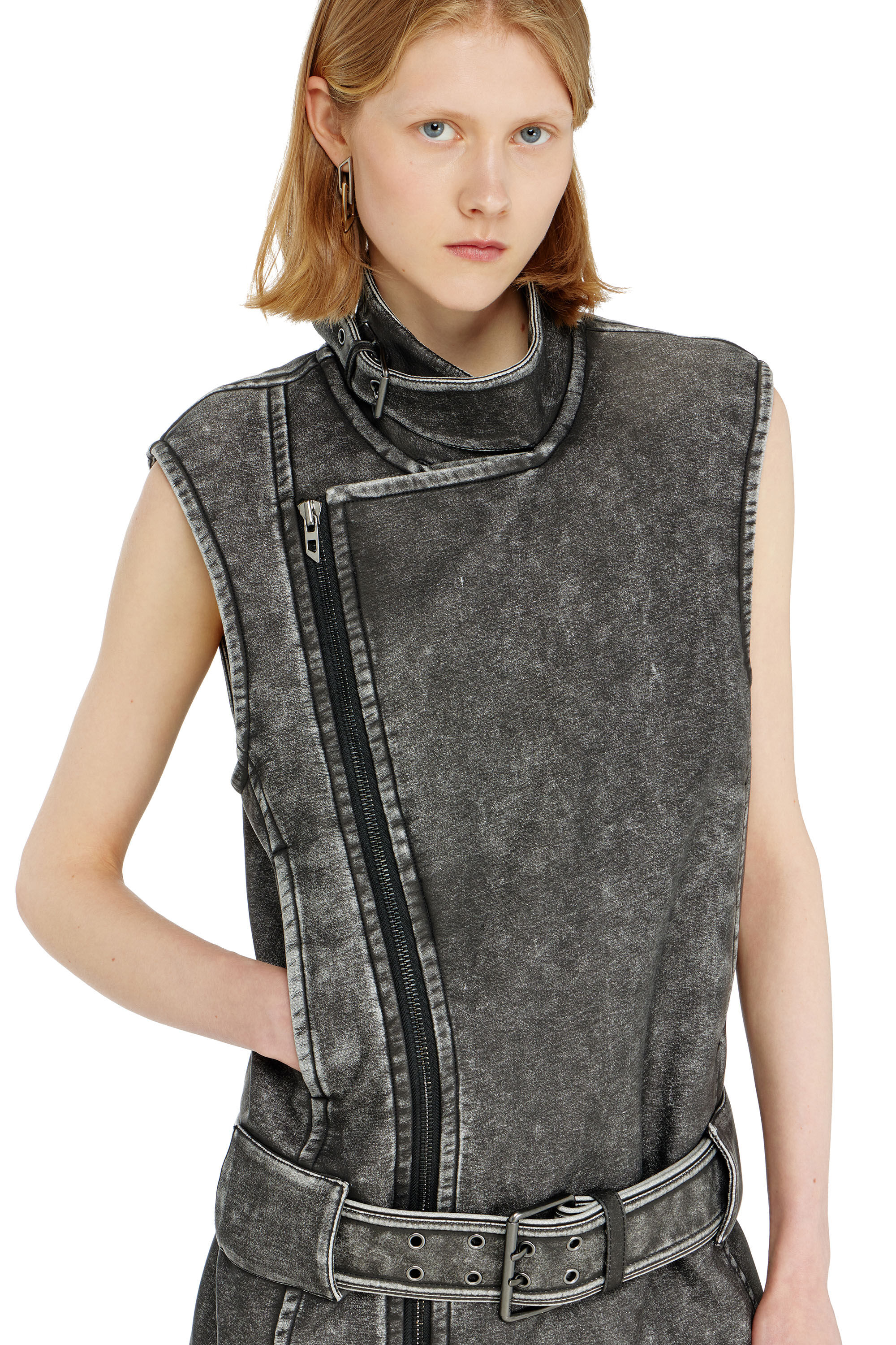 Diesel - D-IKE, Woman's Biker-style mini dress with belt in null - 5