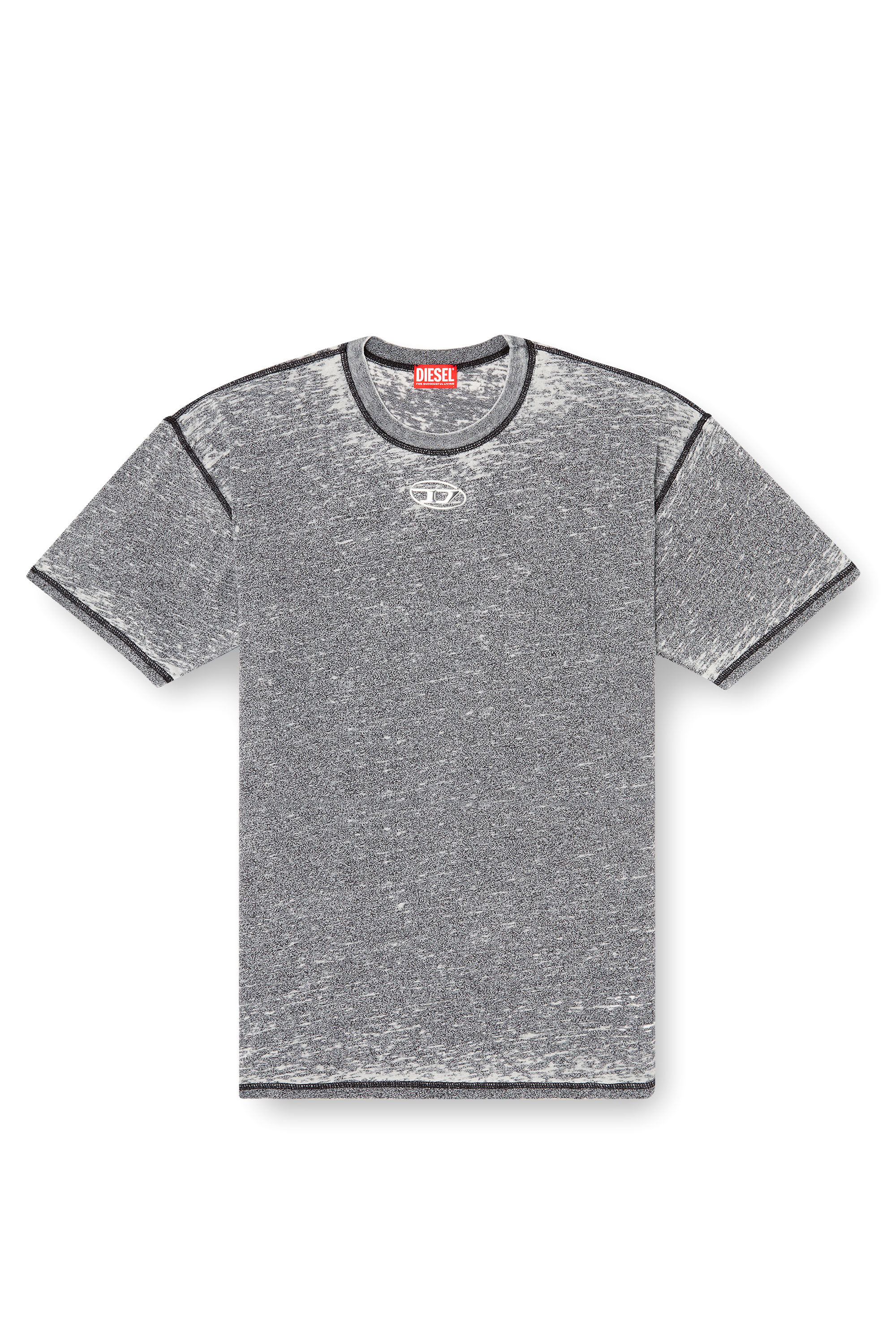 Diesel - T-BOXT-PAK, Man's Burnout T-shirt with metal-look logo in Grey - 2
