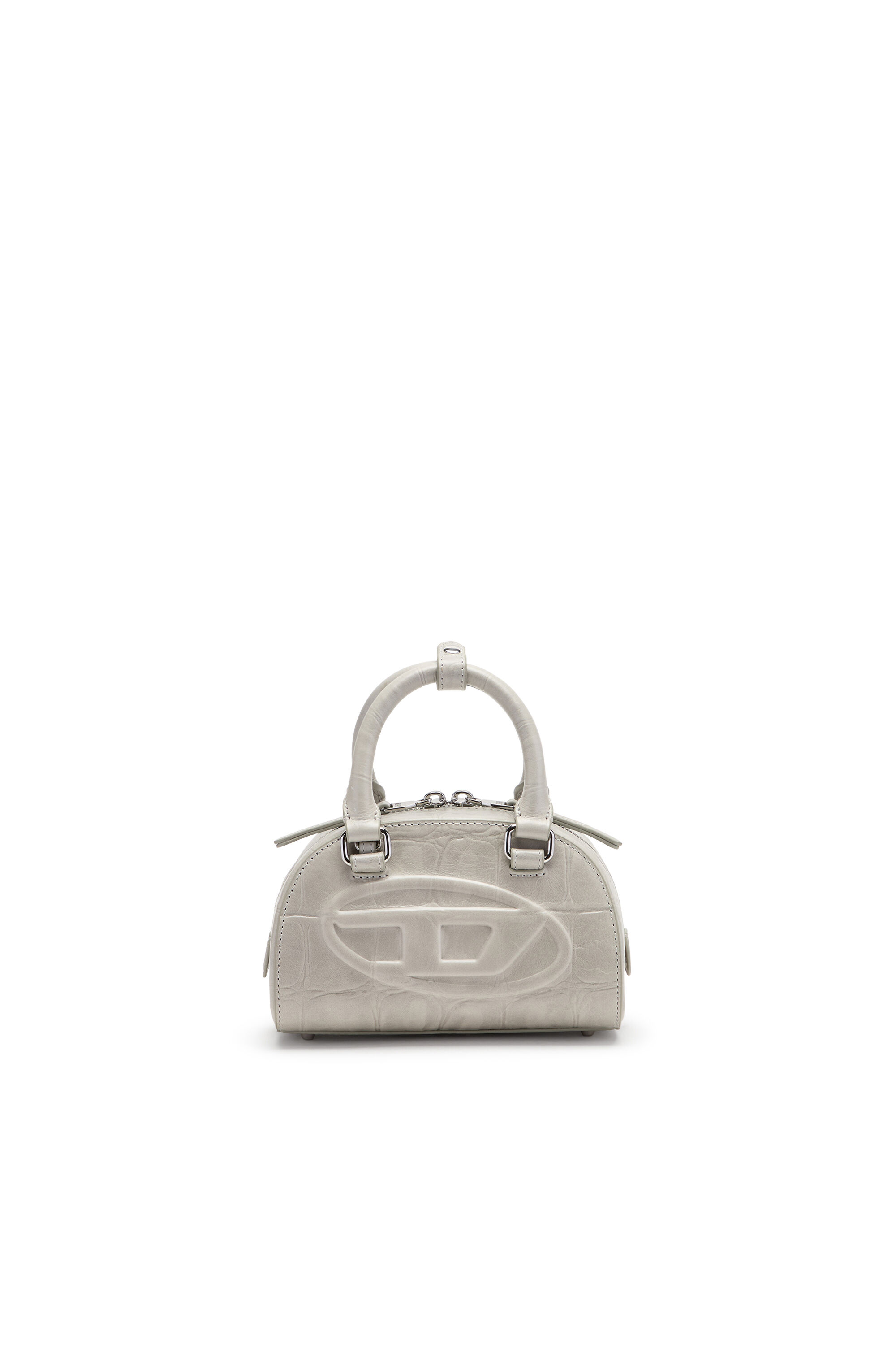 Diesel - 1DR DOME CROSSBODY, Woman's 1DR Dome-Mini bowling bag in croc-effect leather in Grey - 1