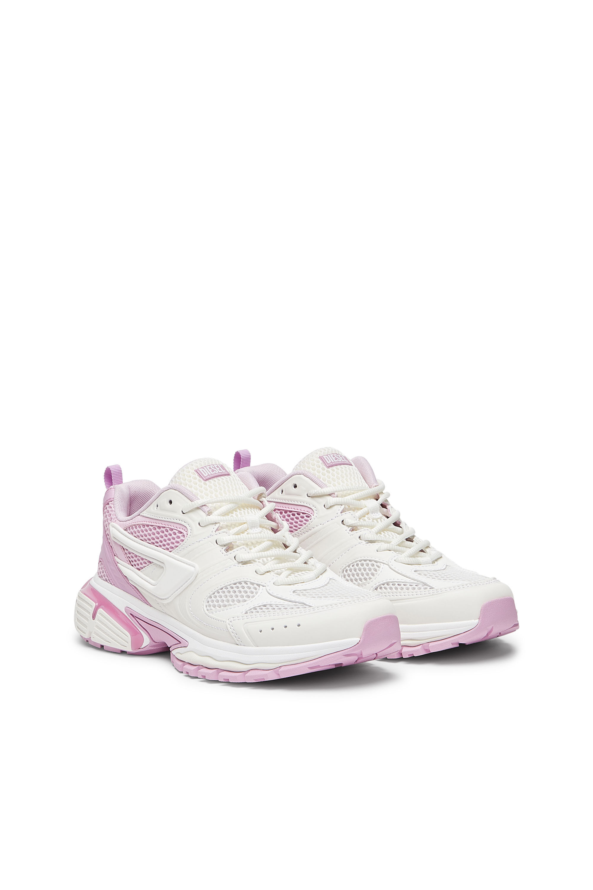 Diesel - S-SERENDIPITY PRO-X1 W, Woman's S-Serendipity Pro-X1 W - Mesh sneakers with embossed overlays in White/Pink - 2