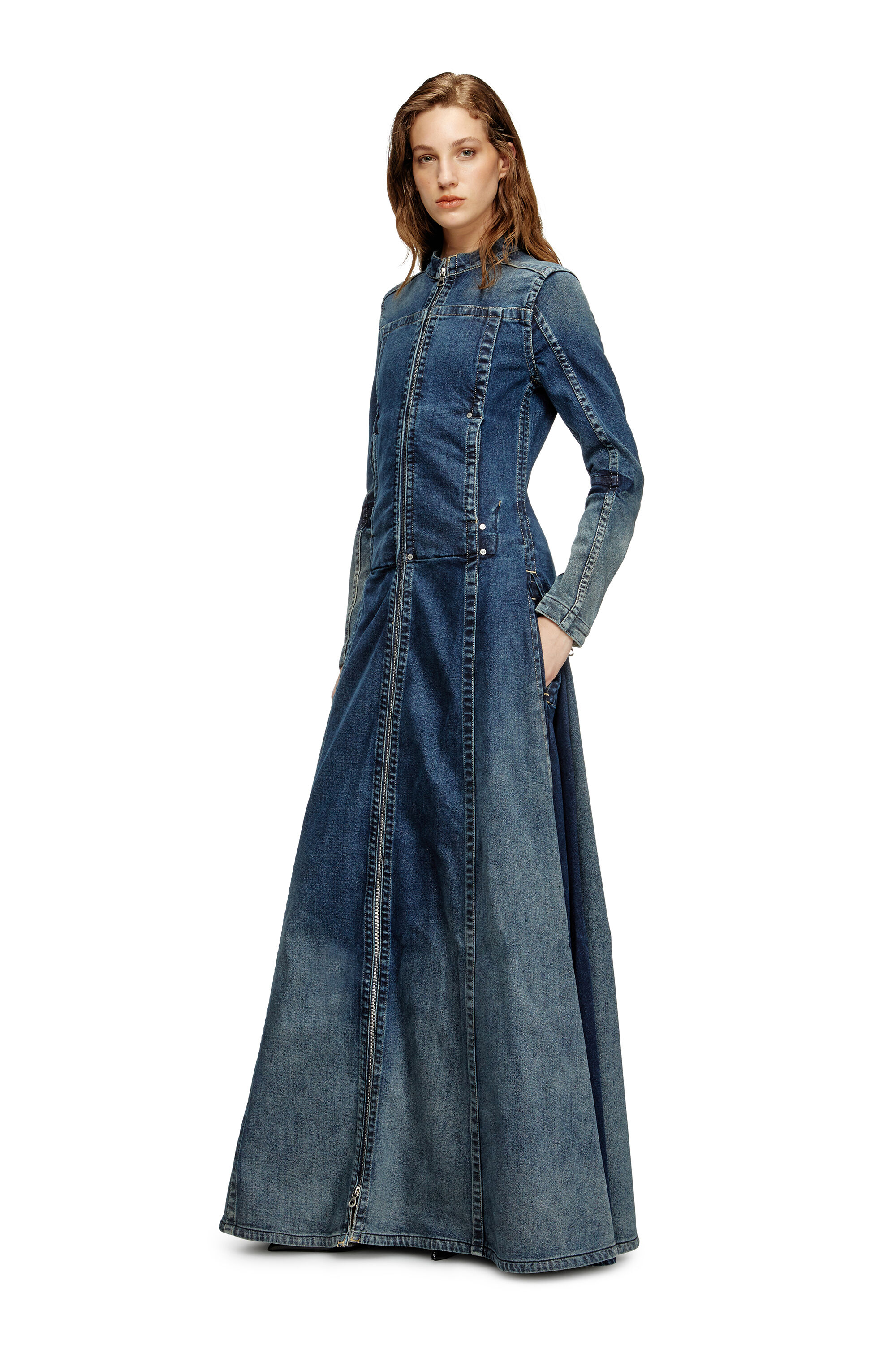 Diesel - DE-RO1-RE-FSG, Woman's Maxi dress in Rehab denim in Medium blue - 3