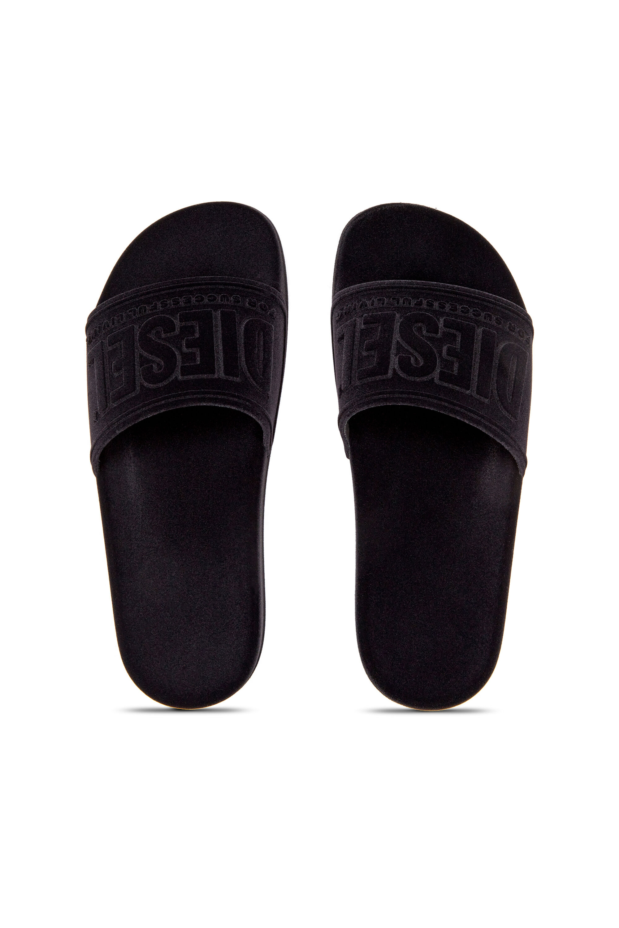 Diesel - SA-MAYEMI CC W, Woman's Sa-Mayemi-Pool slides with velvety flocking in Black - 4