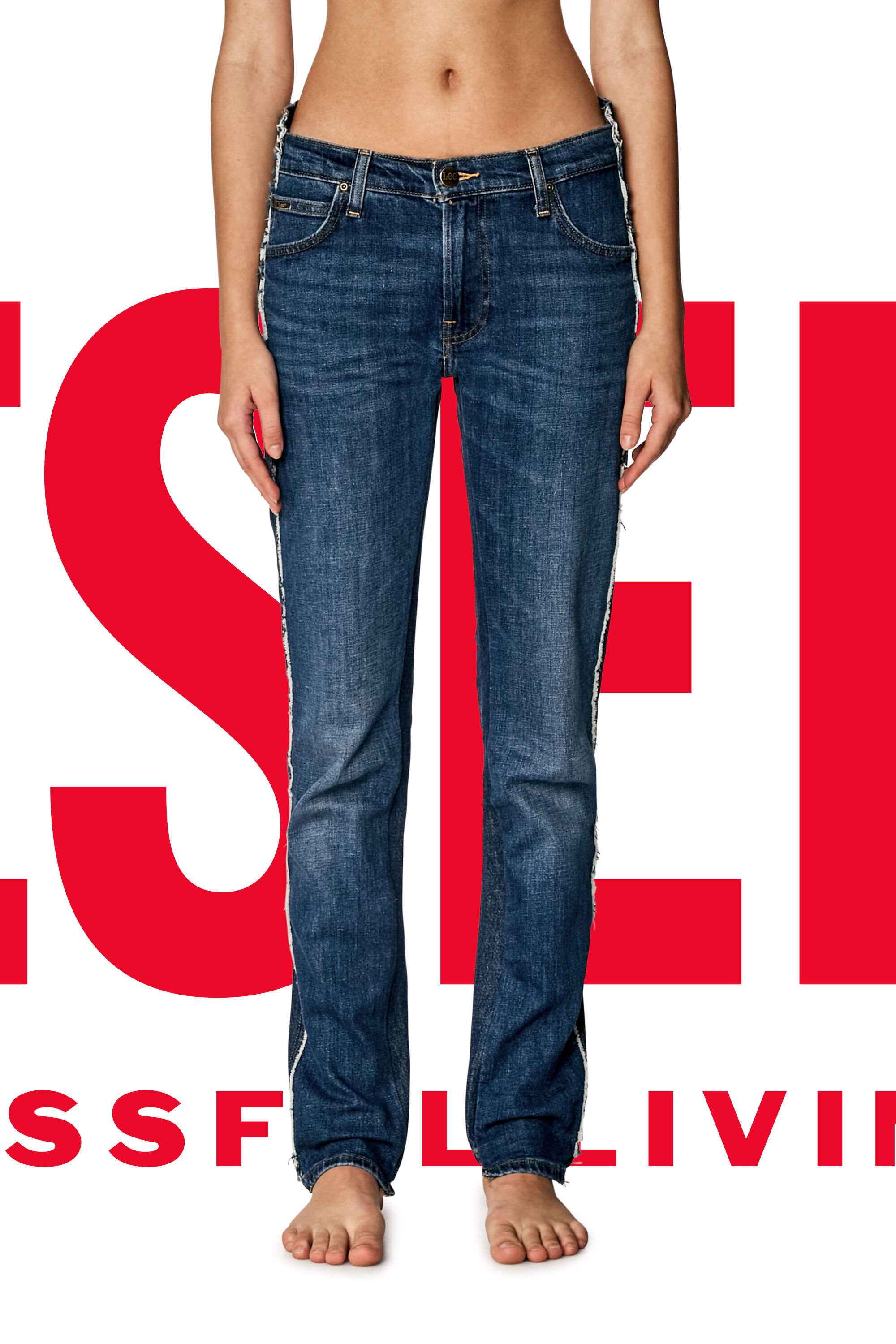 Diesel - Unisex Straight Jeans Dieseloves 04 09K47, Medium blue - Image 8