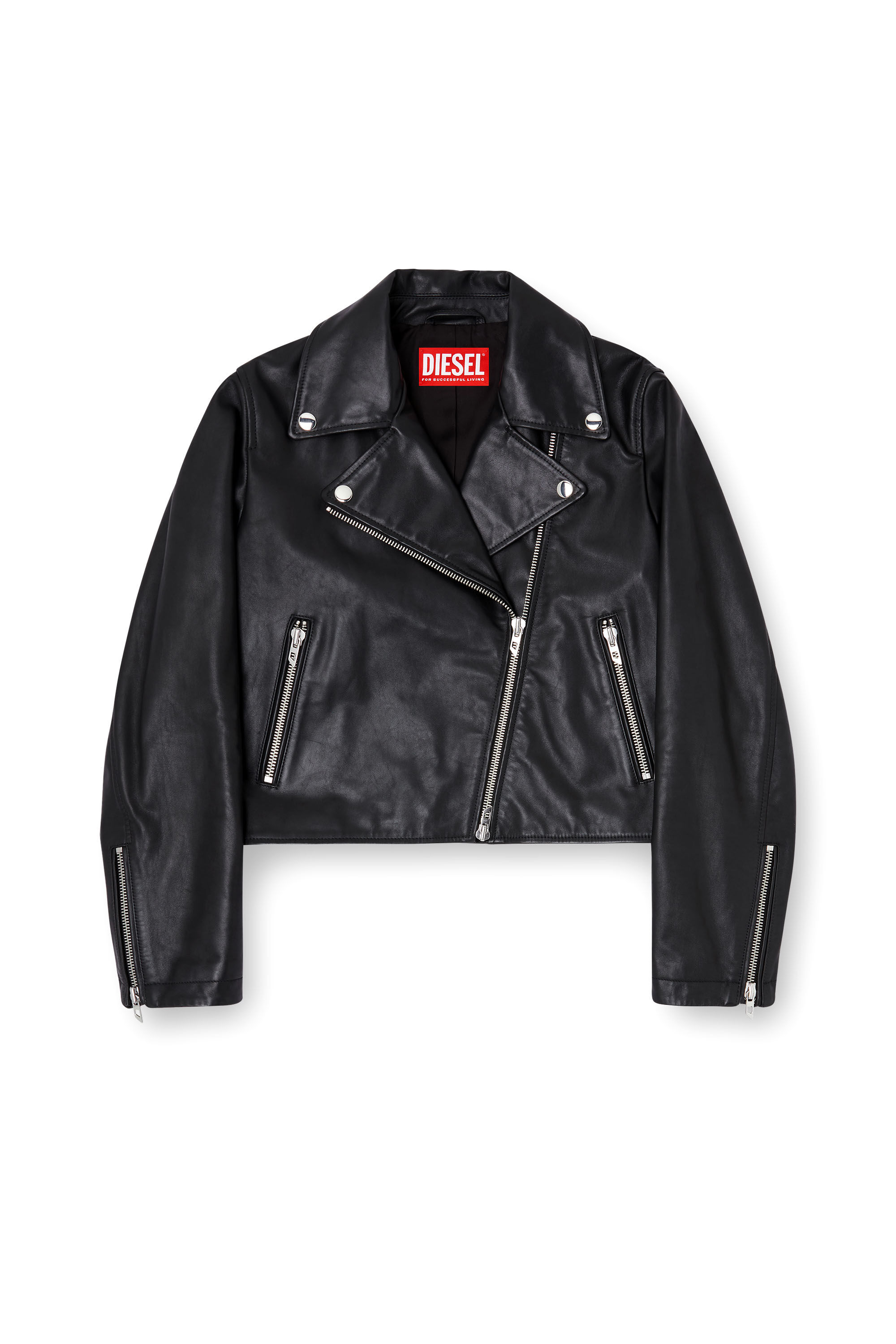 ジャケット・アウター diesel leather jacket Opium archive Women's Biker jacket in waxed leather | Black | Diesel