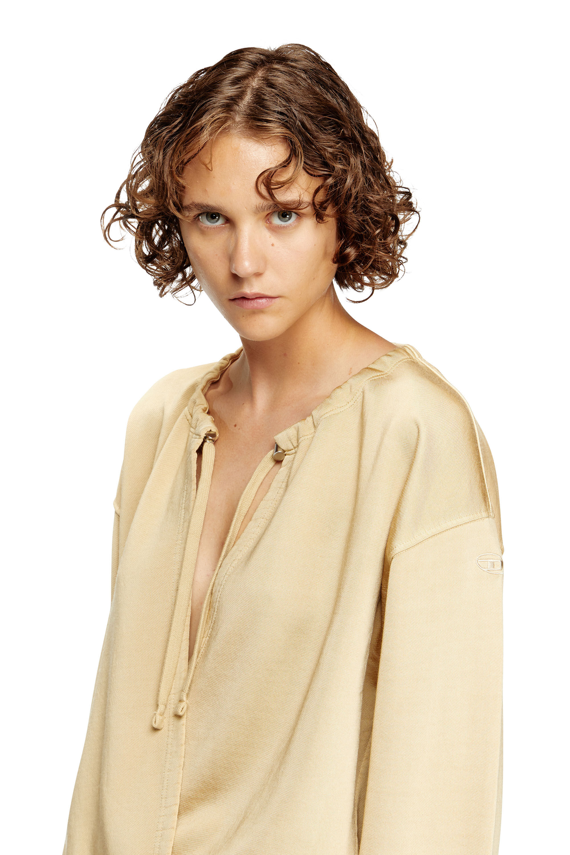 Diesel - D-CREED, Woman's Draped dress with ruched skirt in Light Brown - 4