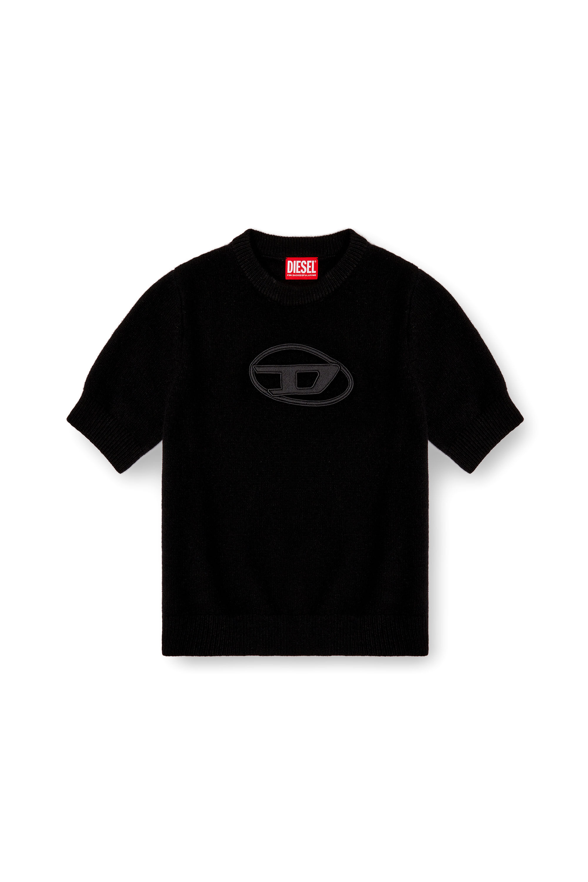 Diesel - M-ARGARIN-SS, Woman's Short-sleeve jumper in cashmere blend in Black - 2