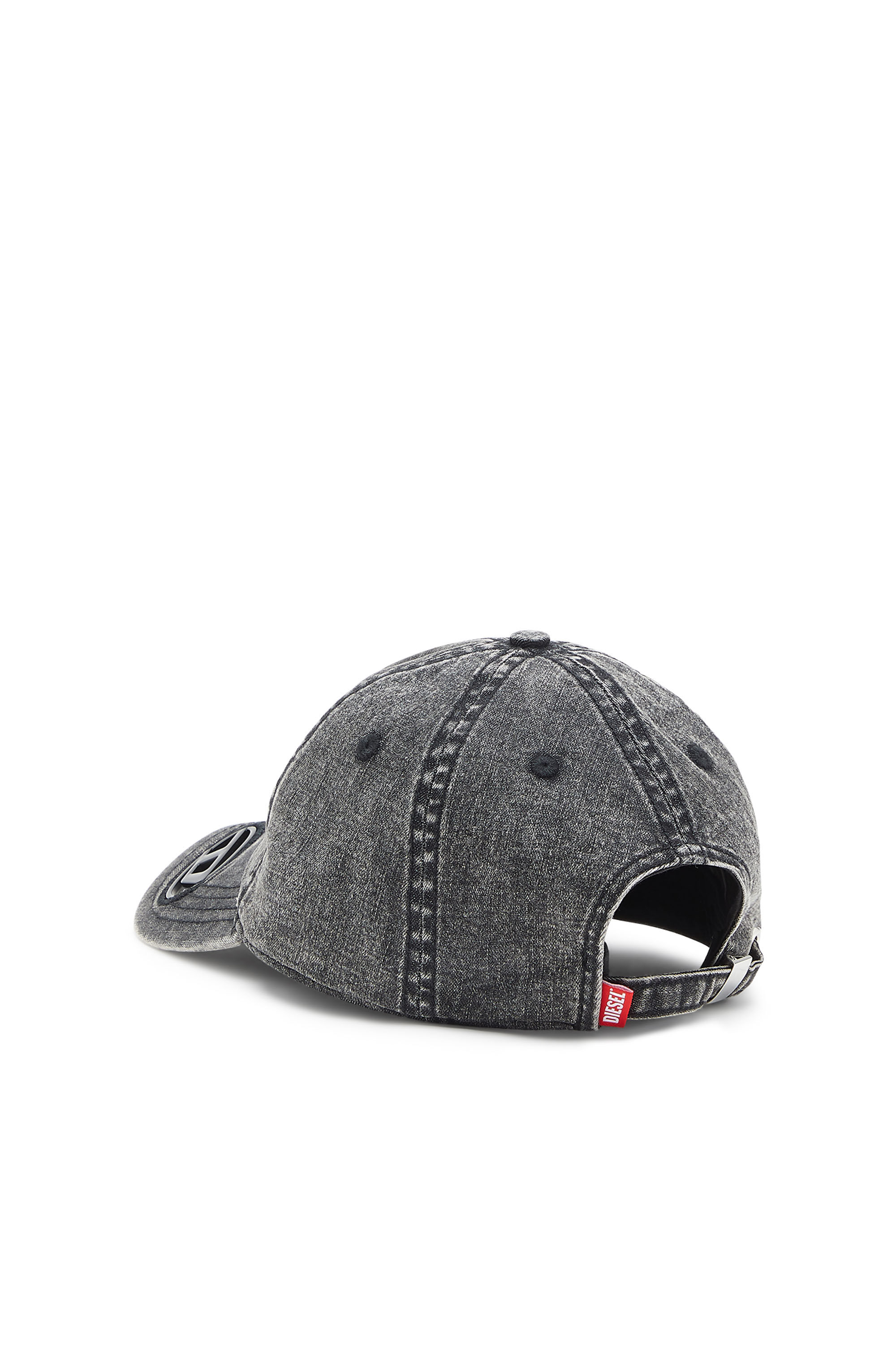 Diesel - C-AP-HOSHI, Man's Denim baseball cap with Oval D hardware in Black - 2