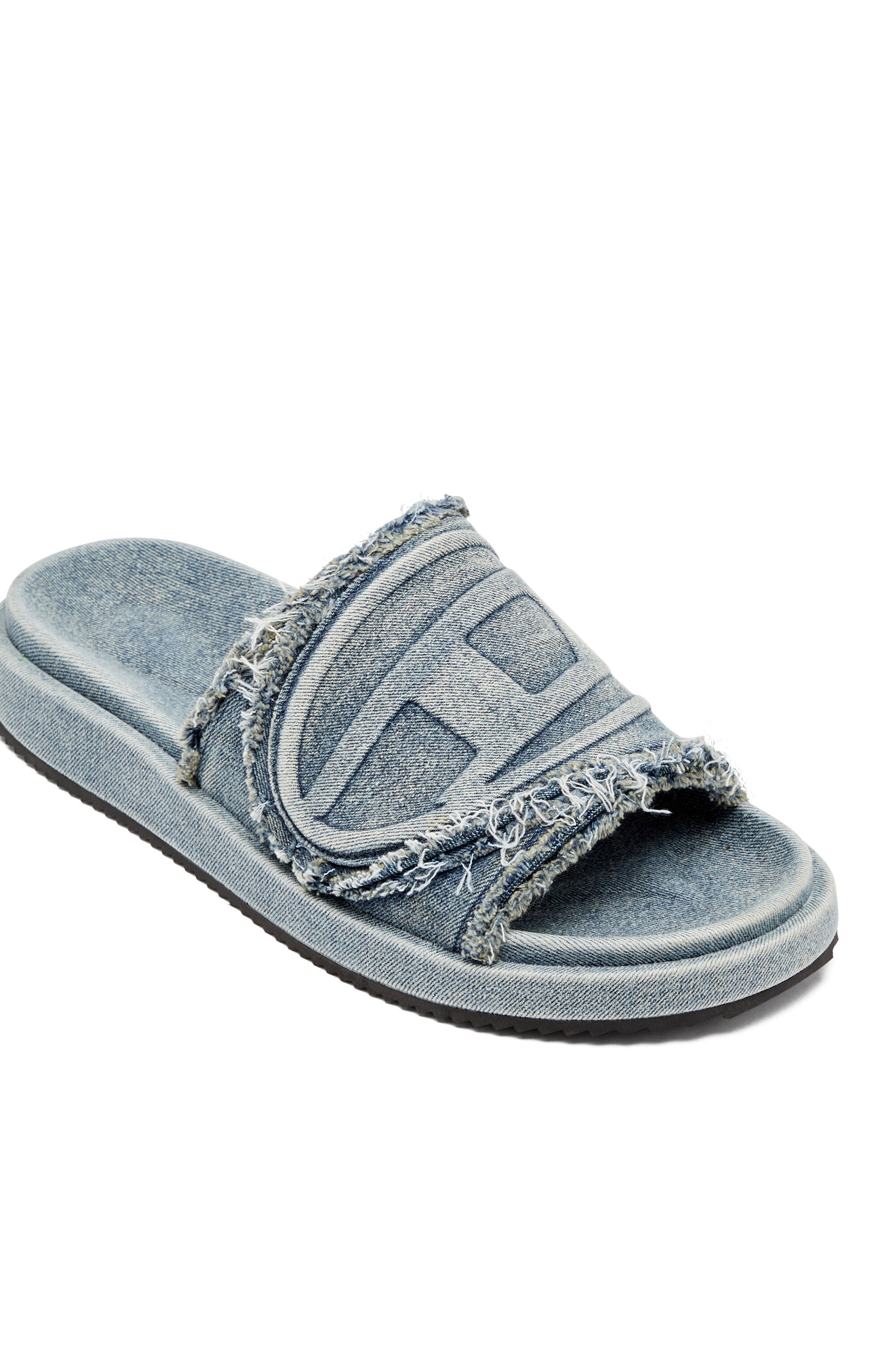 ★DIESEL★ SA Slide D Oval Sandal Denim Y03356P5257H1940 Women's Sa-Slide D-Distressed denim slides | Black | Diesel