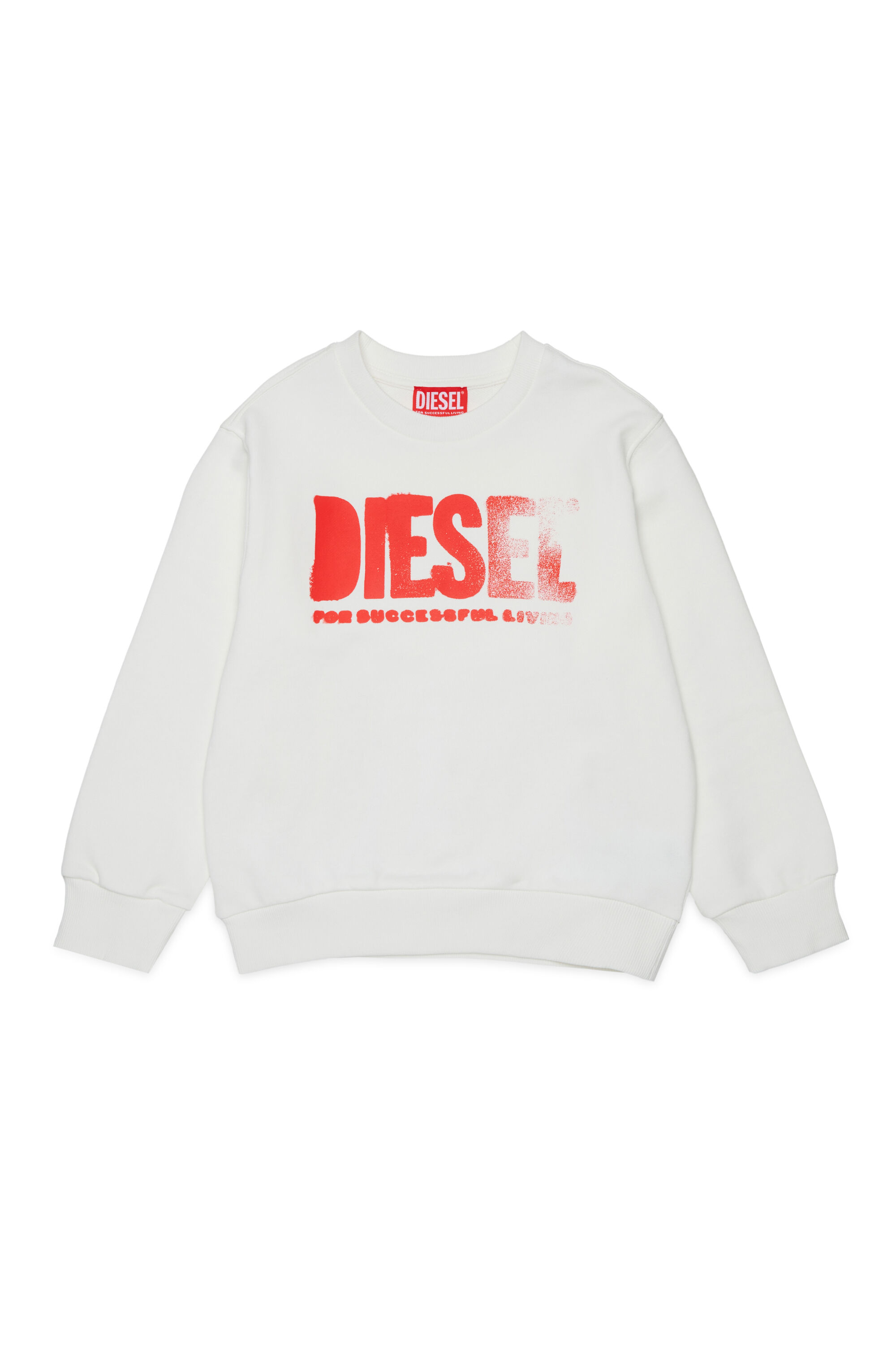 Diesel - SIDER OVER, Man's Sweatshirt with round neck and maxi Diesel logo print in White - 1