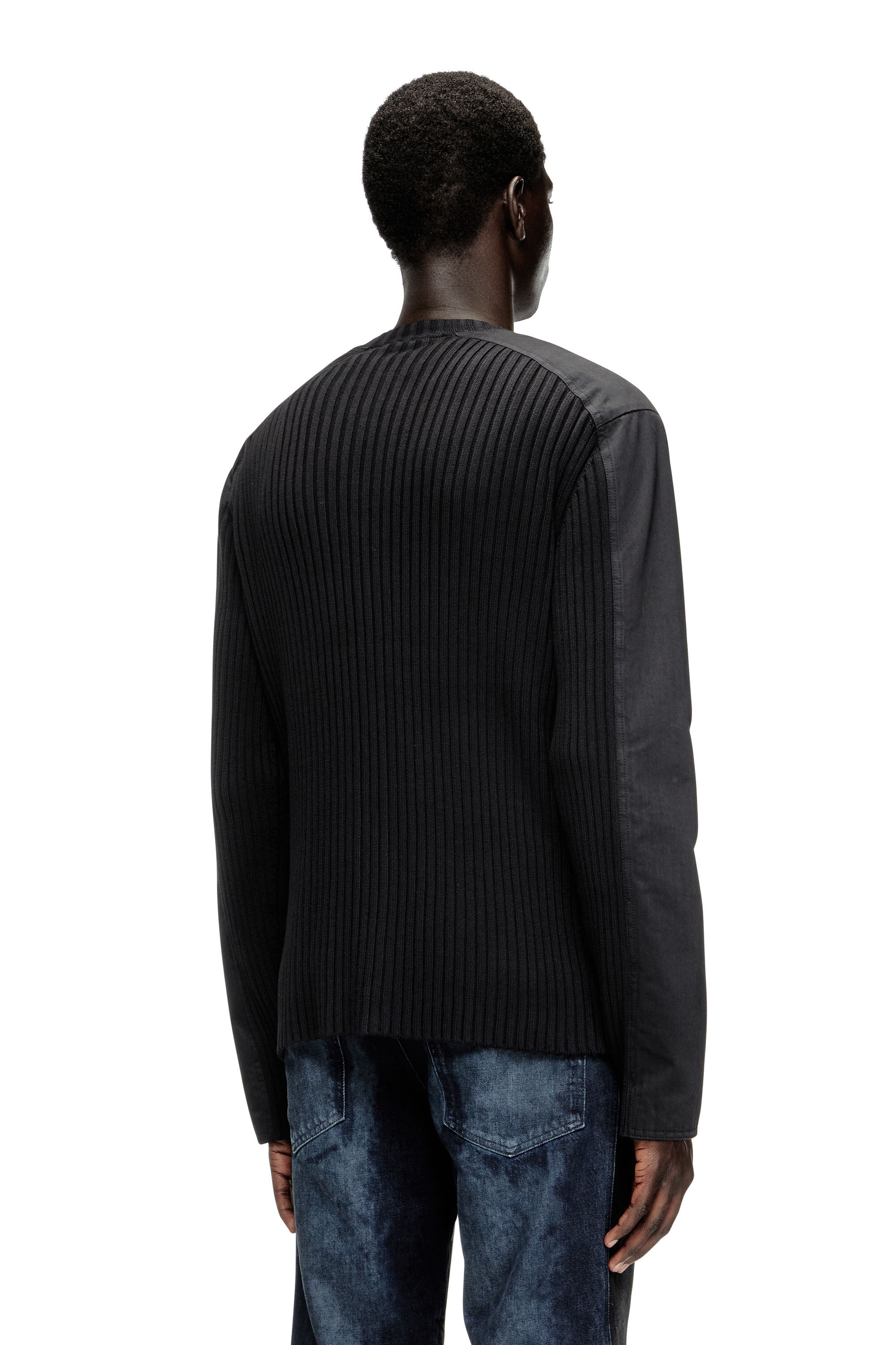 Men's Zipped cardigan with utilitarian panels | Black | Diesel