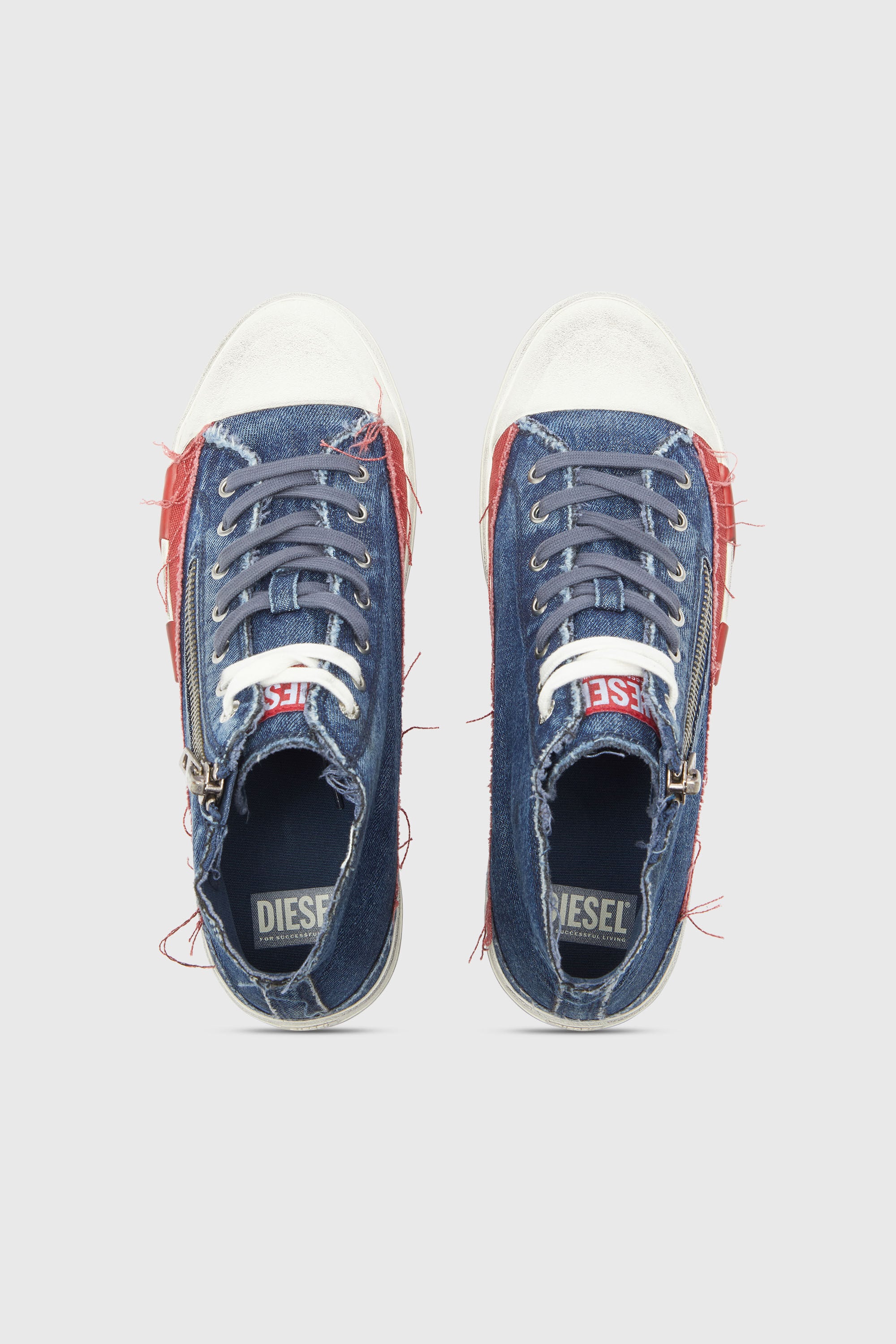 Diesel - S-D-VERSE ZIP MID II, Man's S-D-Verse -  Denim sneakers with D logo in Medium blue - 4