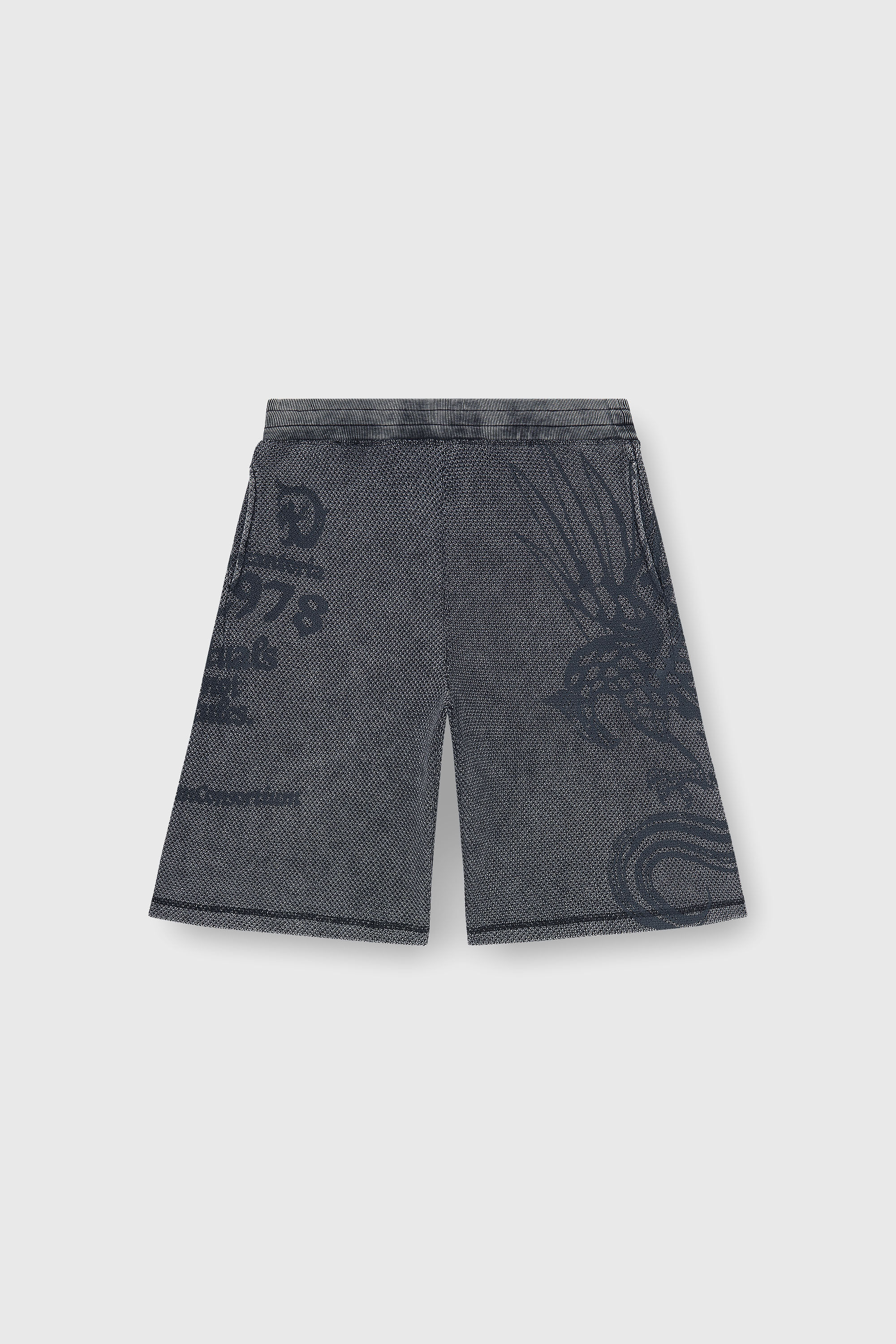 Diesel - P-ERRY, Man's Mesh cotton sweatshorts with prints in Grey - 2