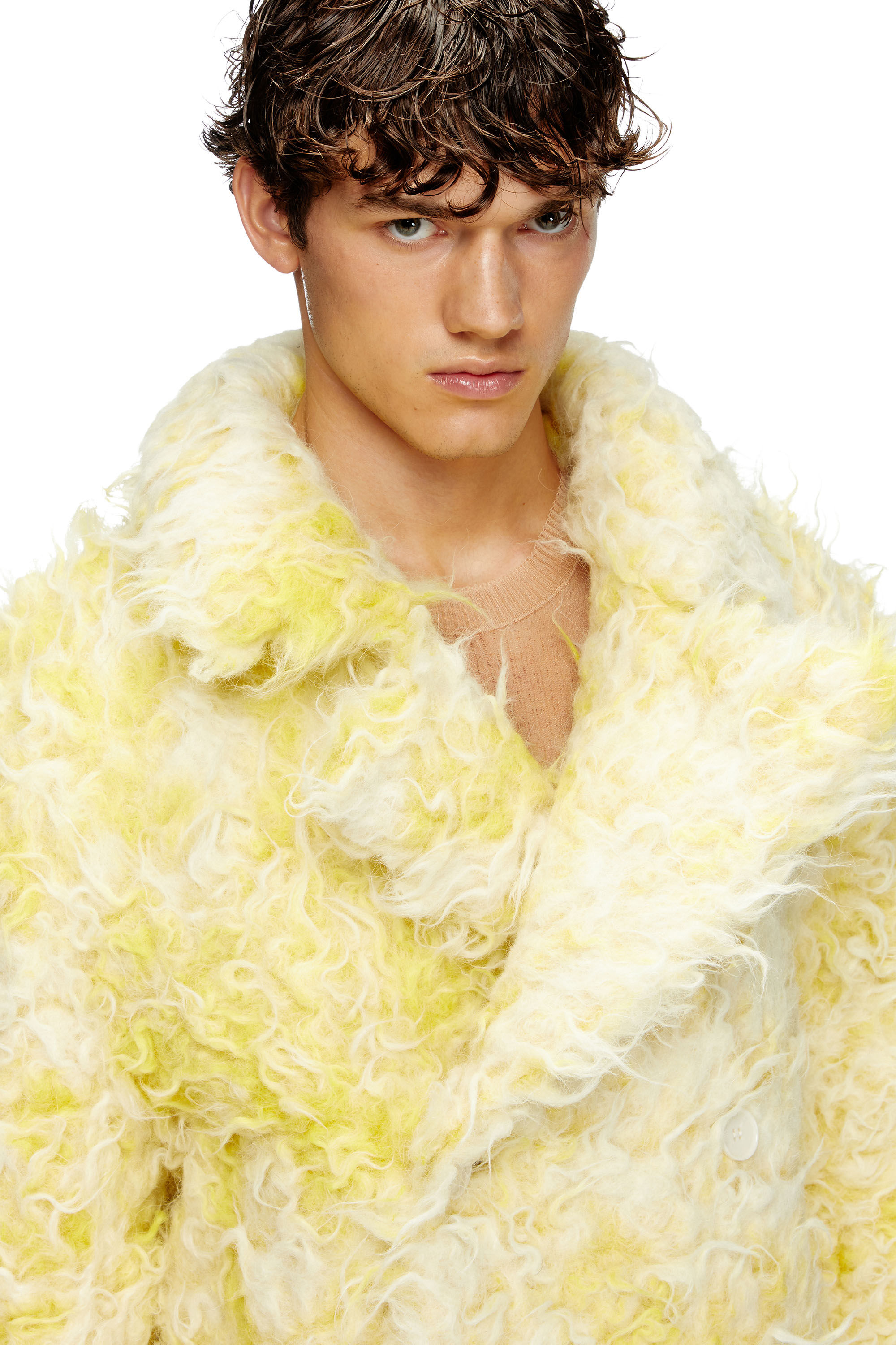 Fluffy yellow coat clearance