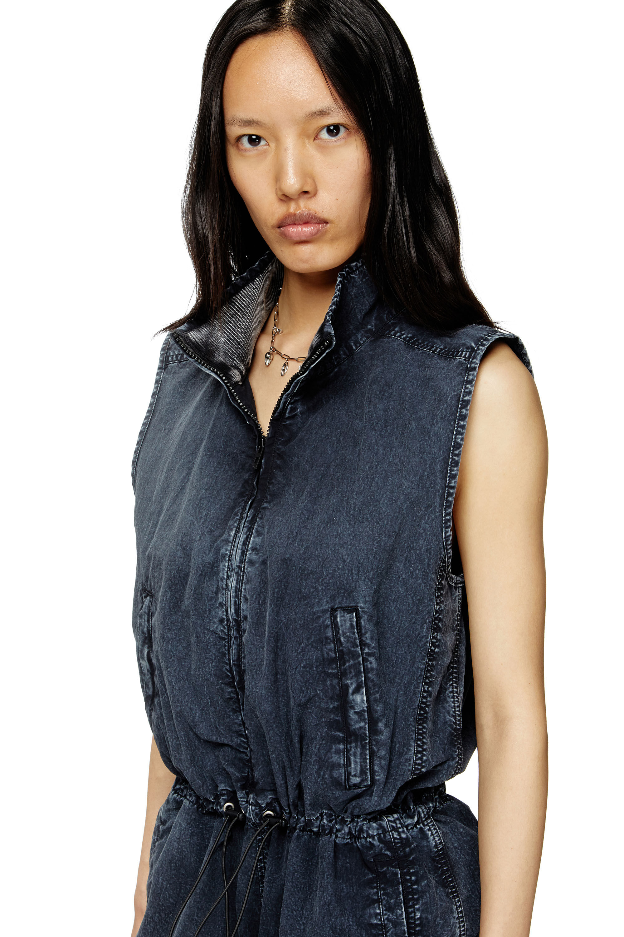 Diesel - J-ANNET, Woman's Playsuit in treated nylon in Dark Blue - 3