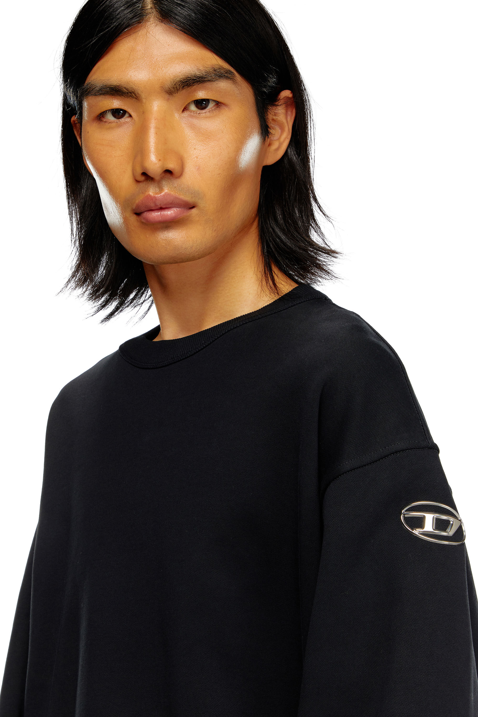 Men's Oversized sweatshirt with metallic logo | Black | Diesel