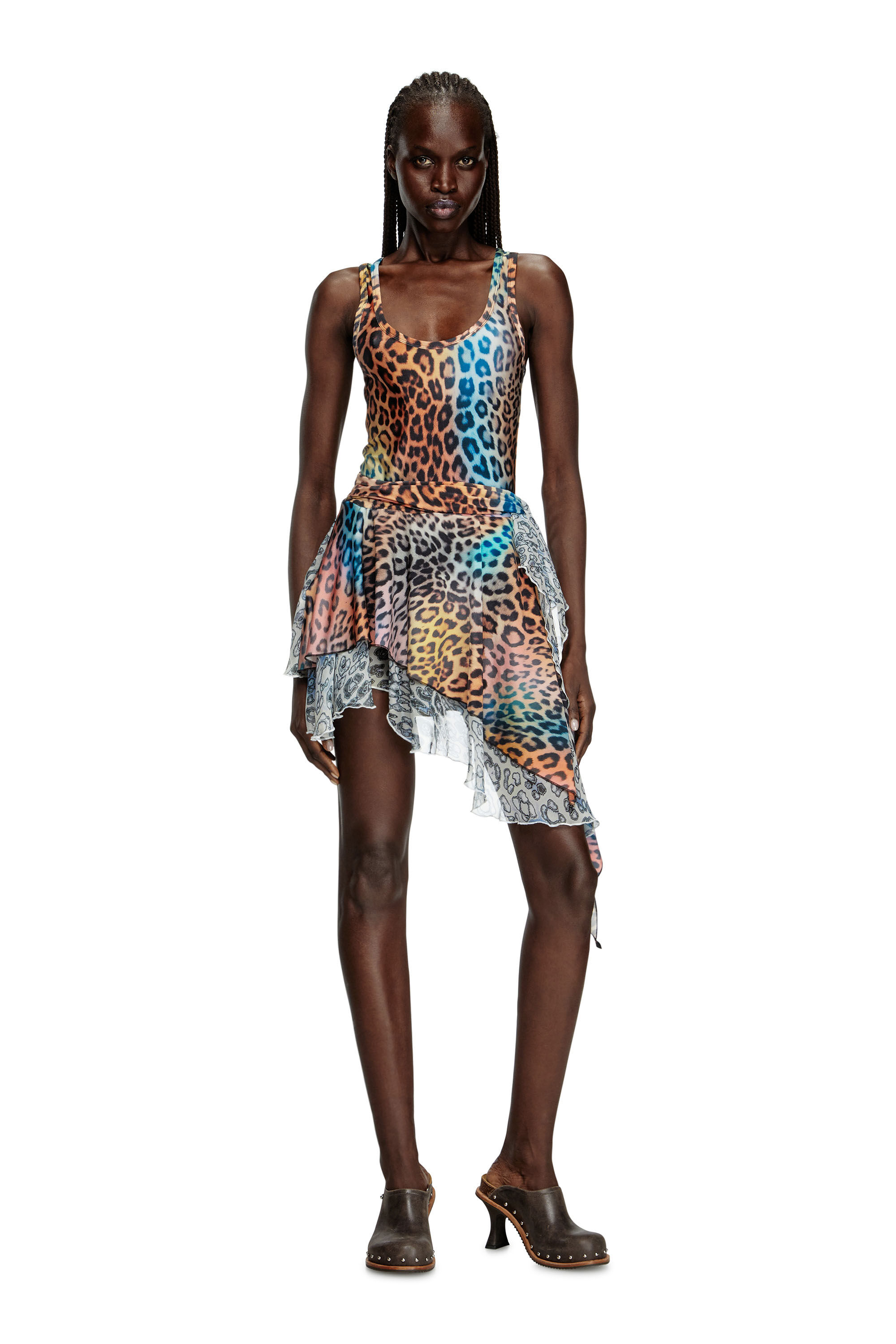 Diesel - D-OPERA-Q1, Woman's Short asymmetric dress with leopard print in null - 1