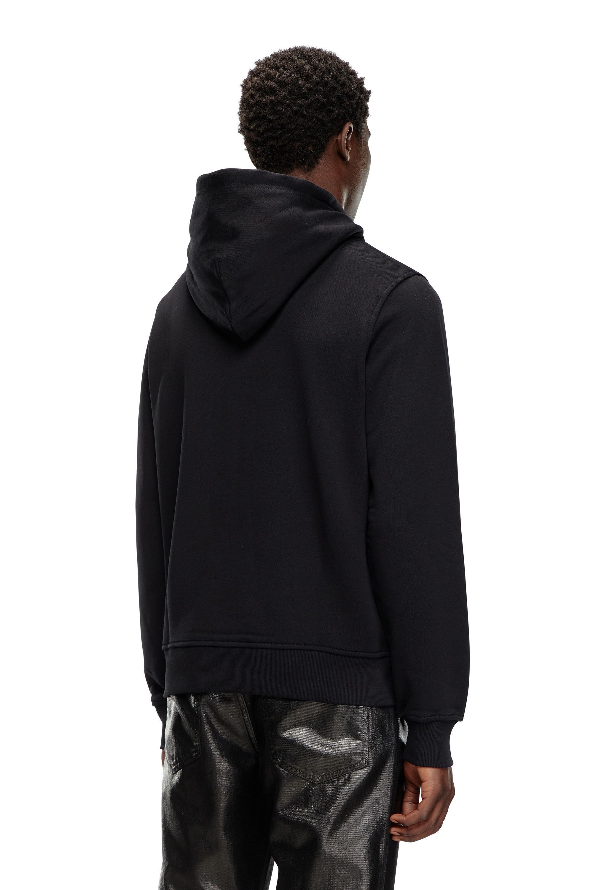 直営店☆DIESEL☆SALE! S-GINN-HOOD-N 袖ロゴ パーカー/ BLACK S-GINN-HOOD-ZIP-DIV