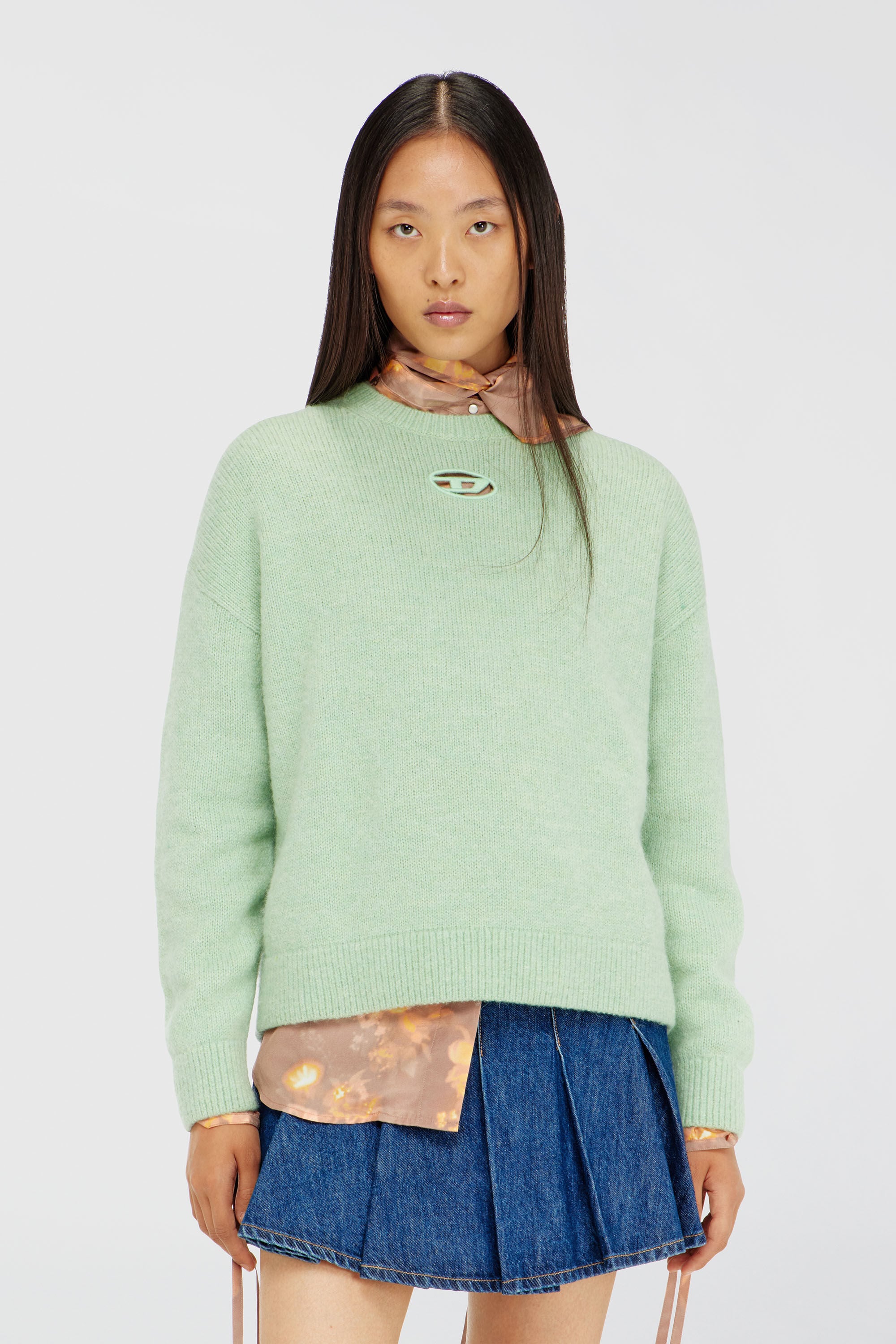 Diesel - M-AREETA, Woman's Jumper in wool and alpaca blend in Water Green - 3