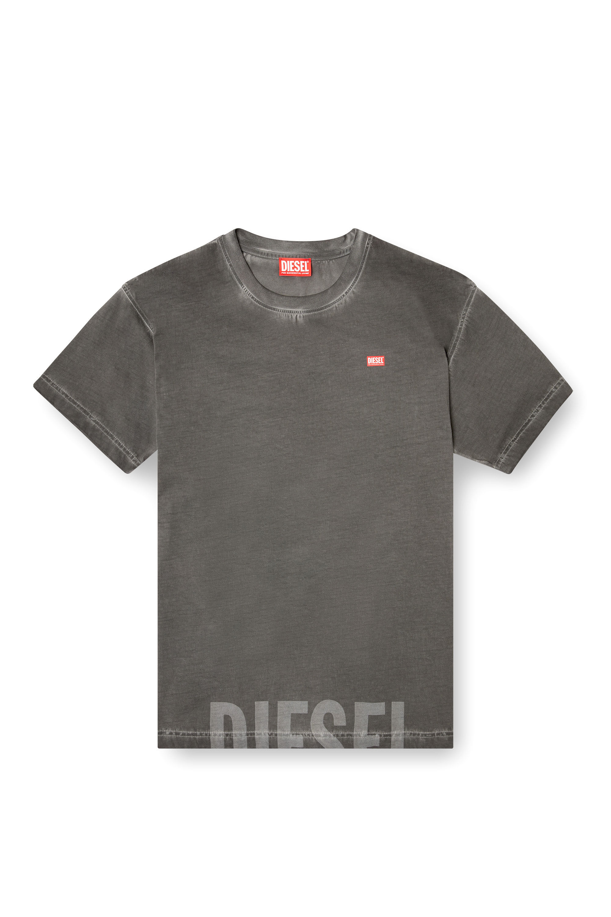 Men's Crew neck cotton t-shirt with print | Grey | Diesel