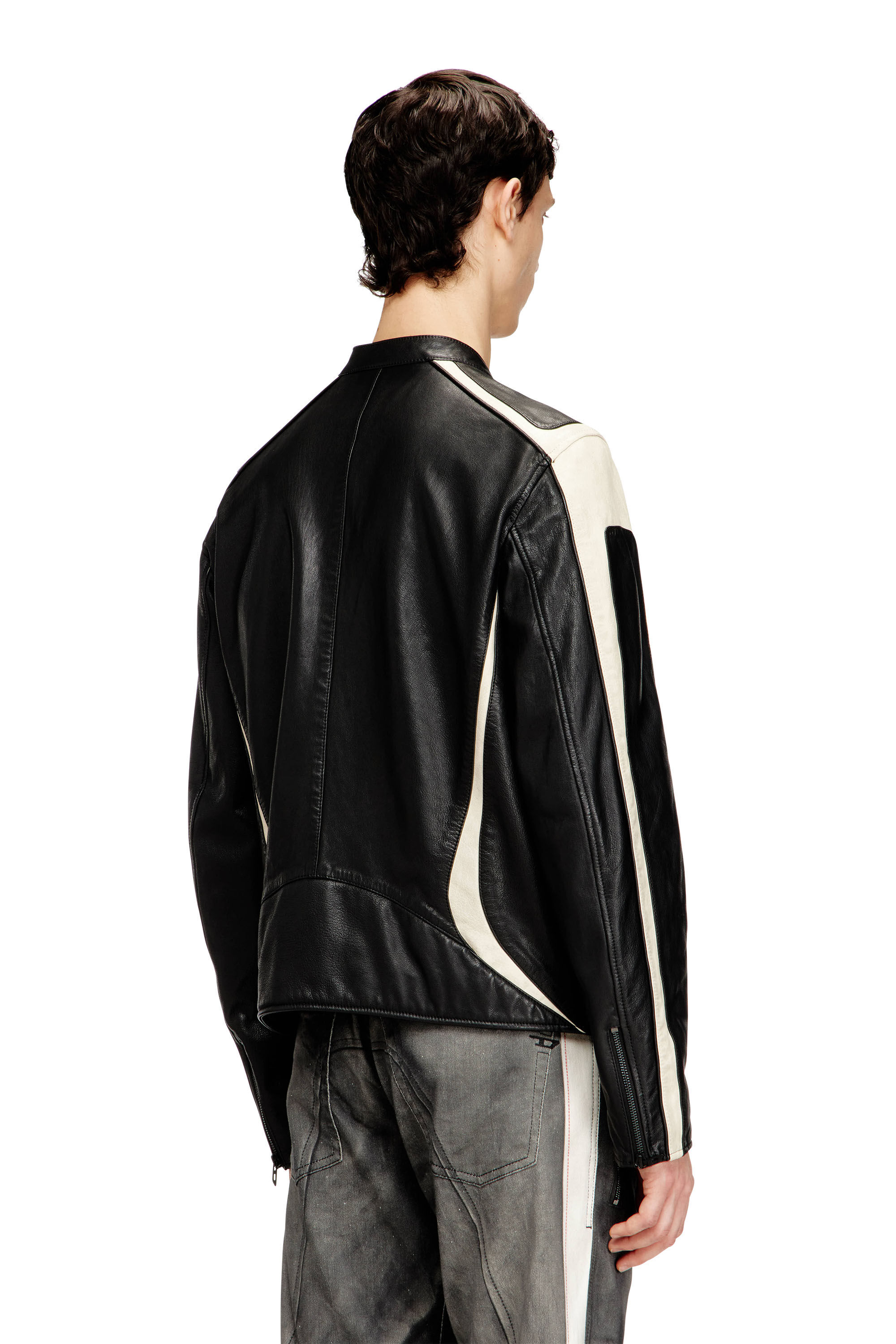 グ*ン様 Diesel leather Jacket Men's Colour-block leather biker jacket | Multicolor | Diesel