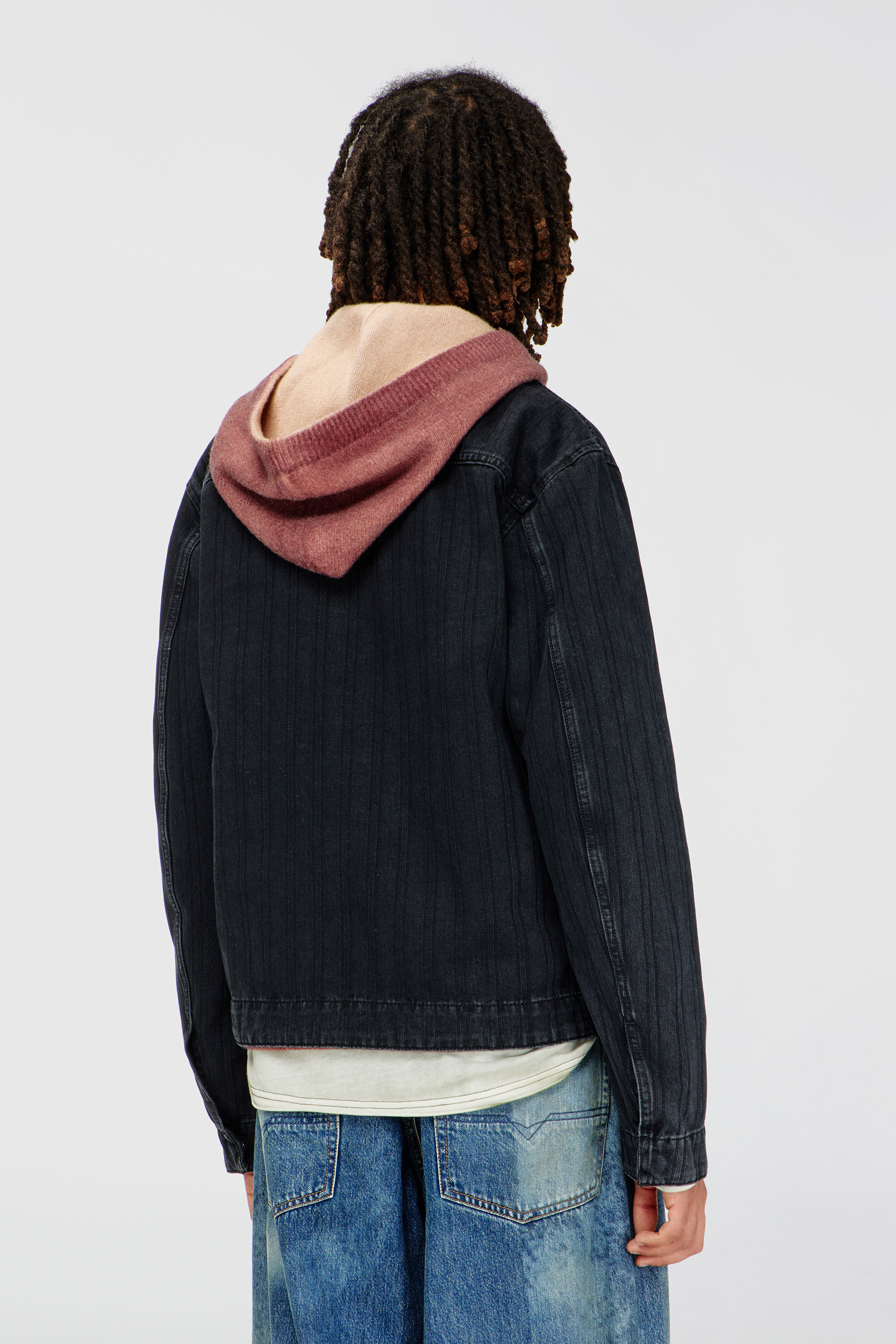 Diesel - D-ROHE, Man's Jacket in pinstripe denim in Black - 4