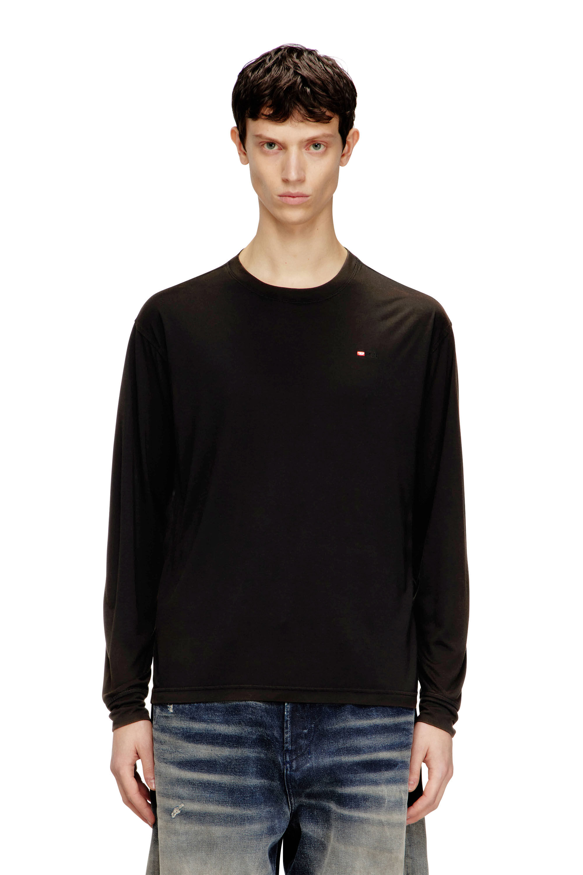 Diesel - T-NORMS-LS, Man's Fluid long sleeve T-shirt with micro embroidery in null - 3