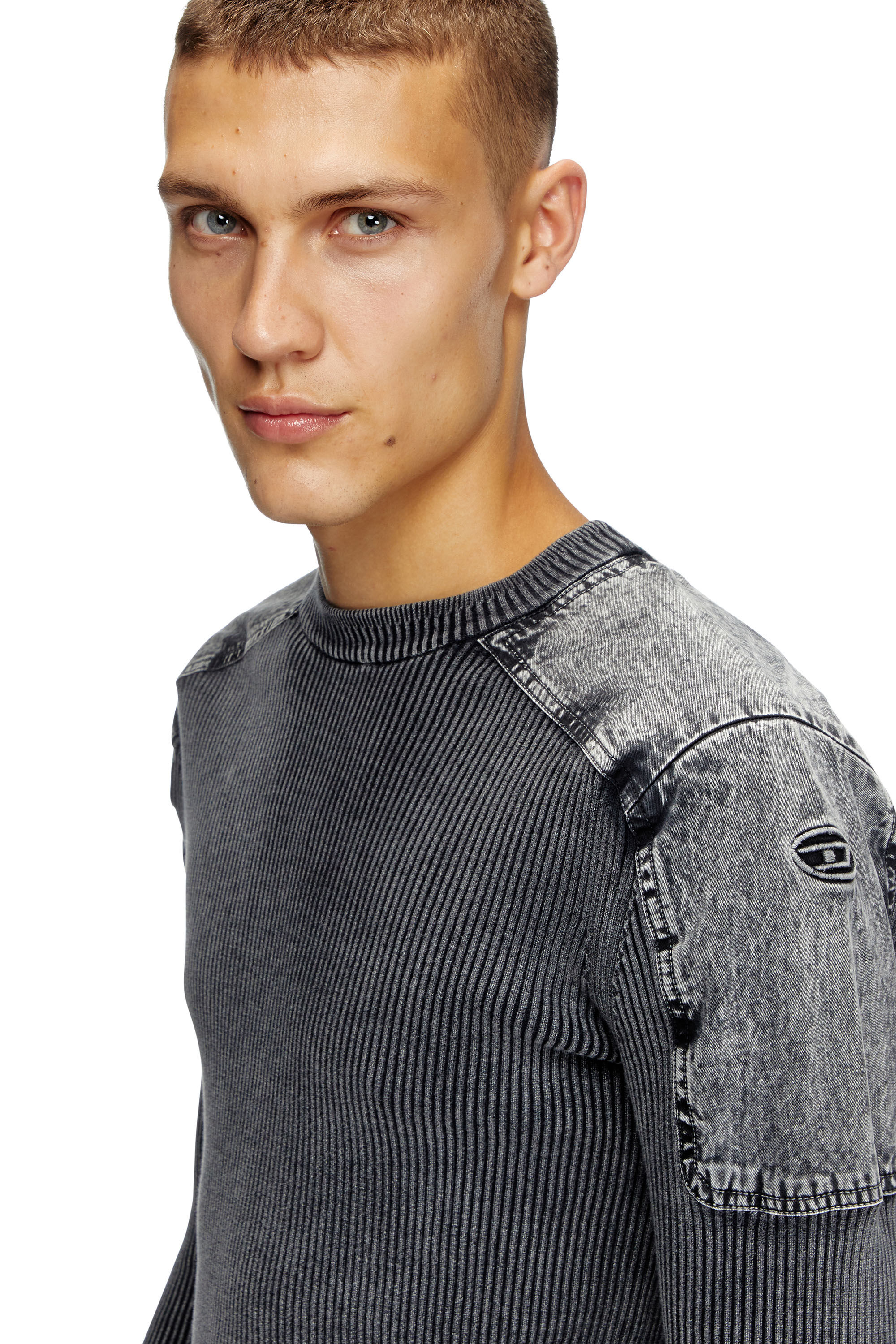 Men s Jumper with contrast shoulder panels Grey Diesel