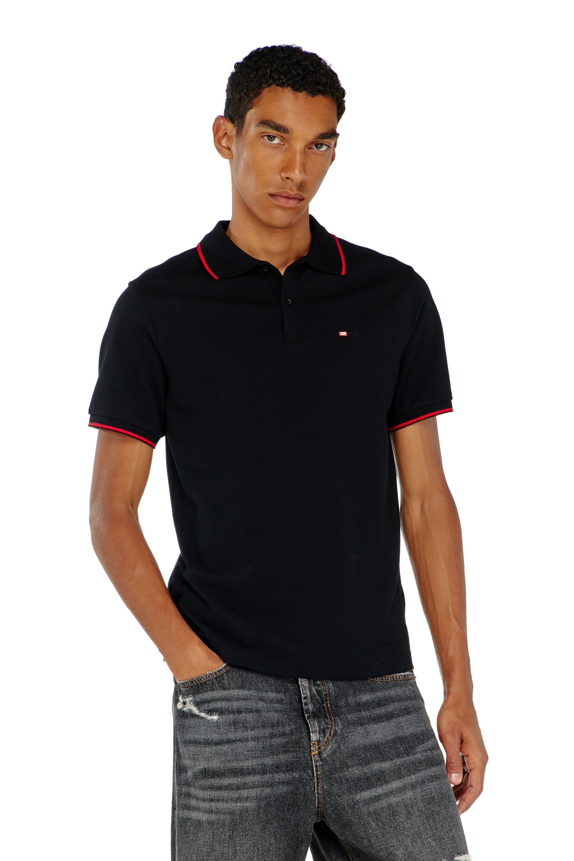 Diesel - T-FERRY-MICRODIV, Man's Polo shirt with micro Diesel embroidery in Black - 3