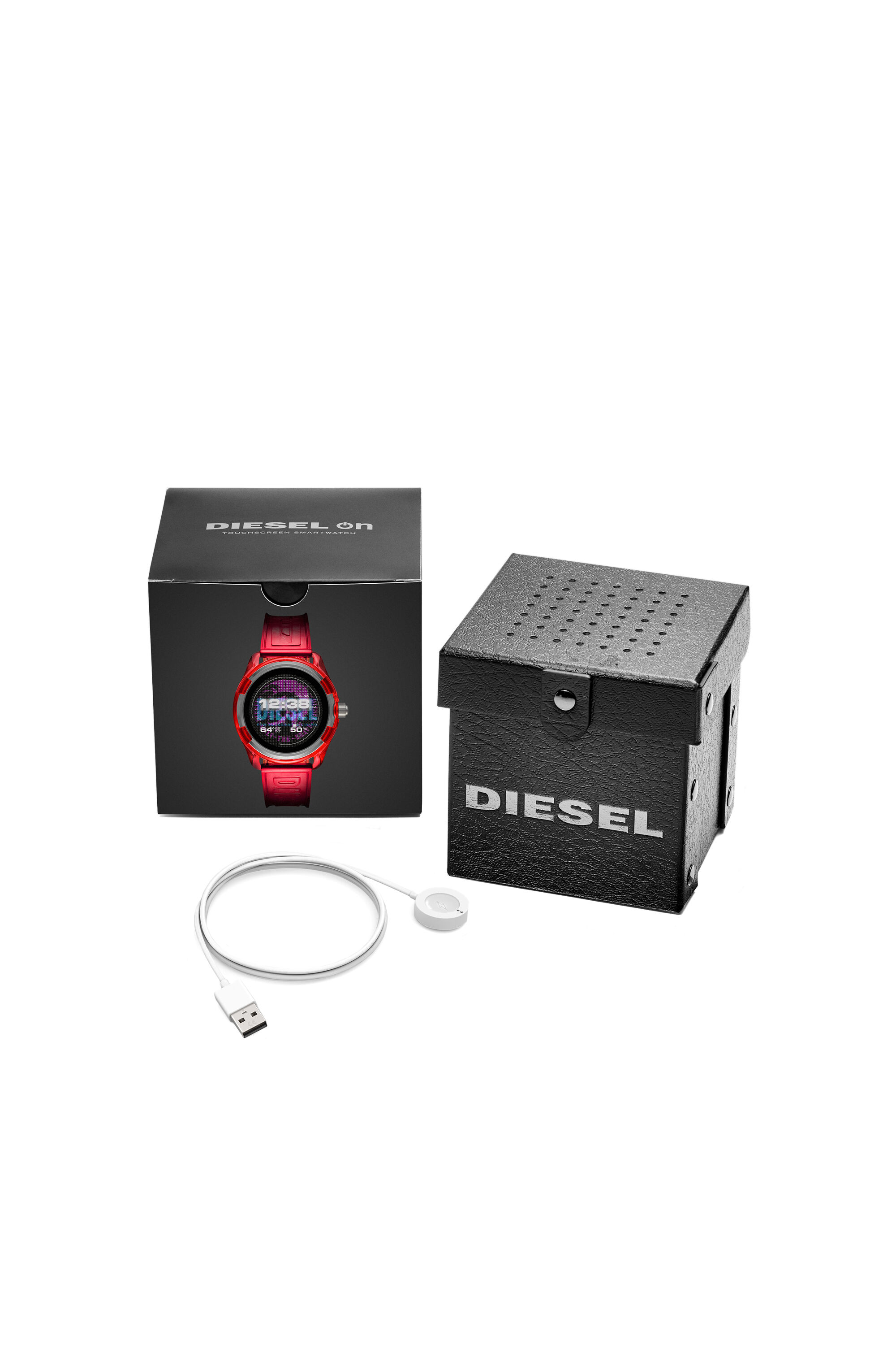 新品未使用★DIESEL ON FADELITE スマートウォッチ レッド Men's Diesel On Fadelite Smartwatch - Red Transparent | Diesel
