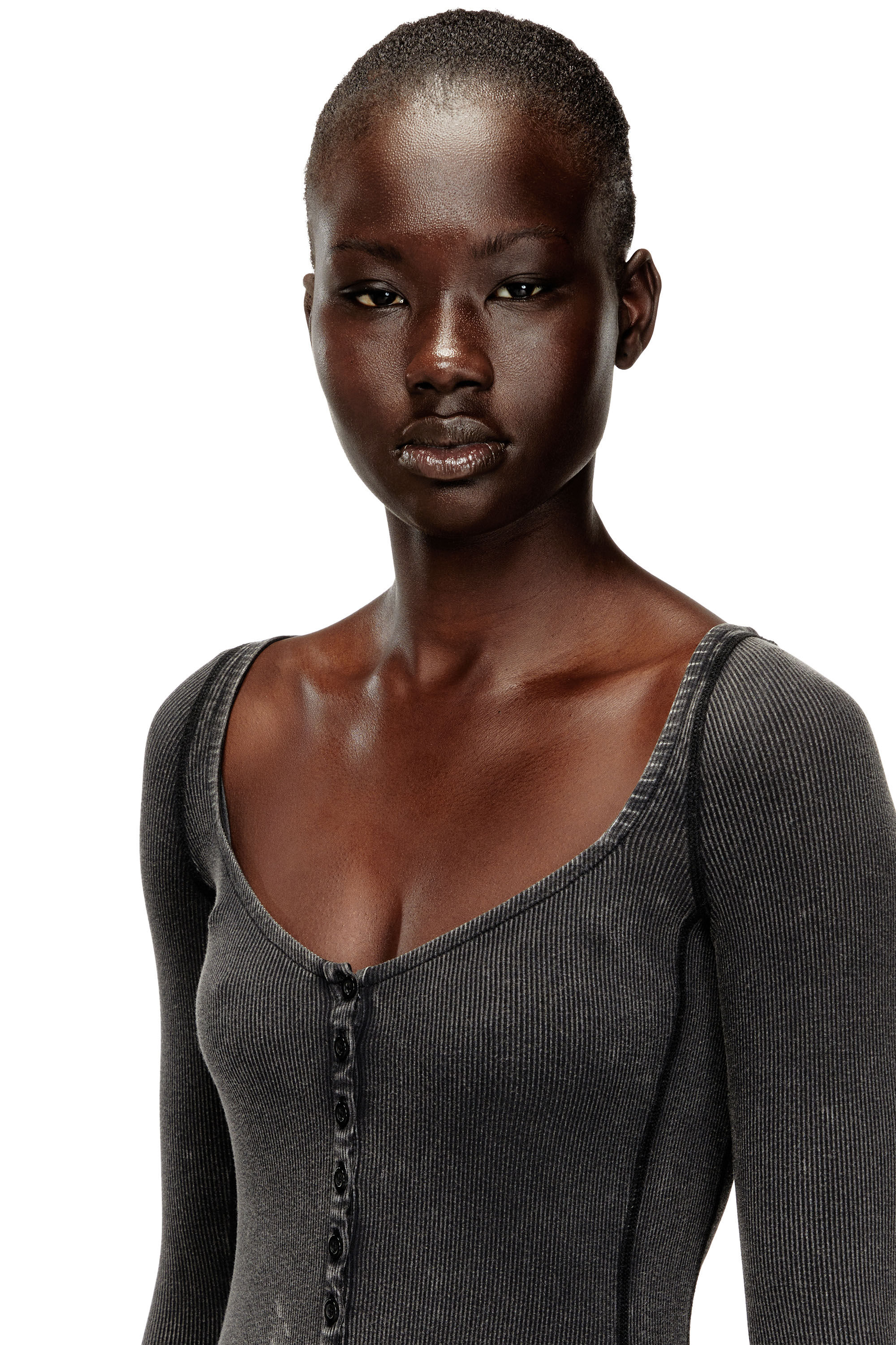 Diesel - D-LEY, Woman's Midi dress in faded ribbed jersey in null - 5