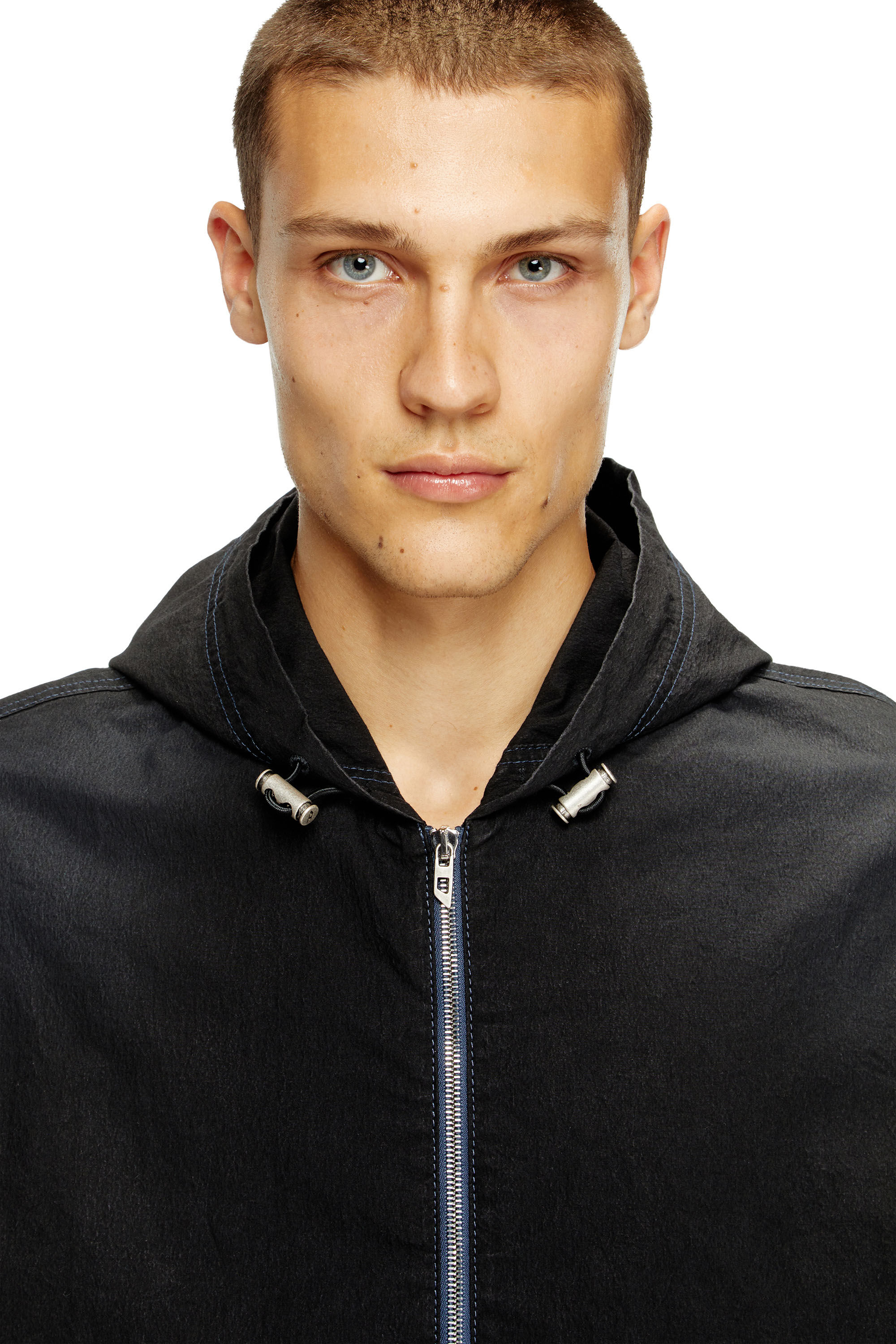 Diesel - D-WYNNY JOGG, Man's Hooded technical JoggJeans jacket in Black/Dark grey - 5
