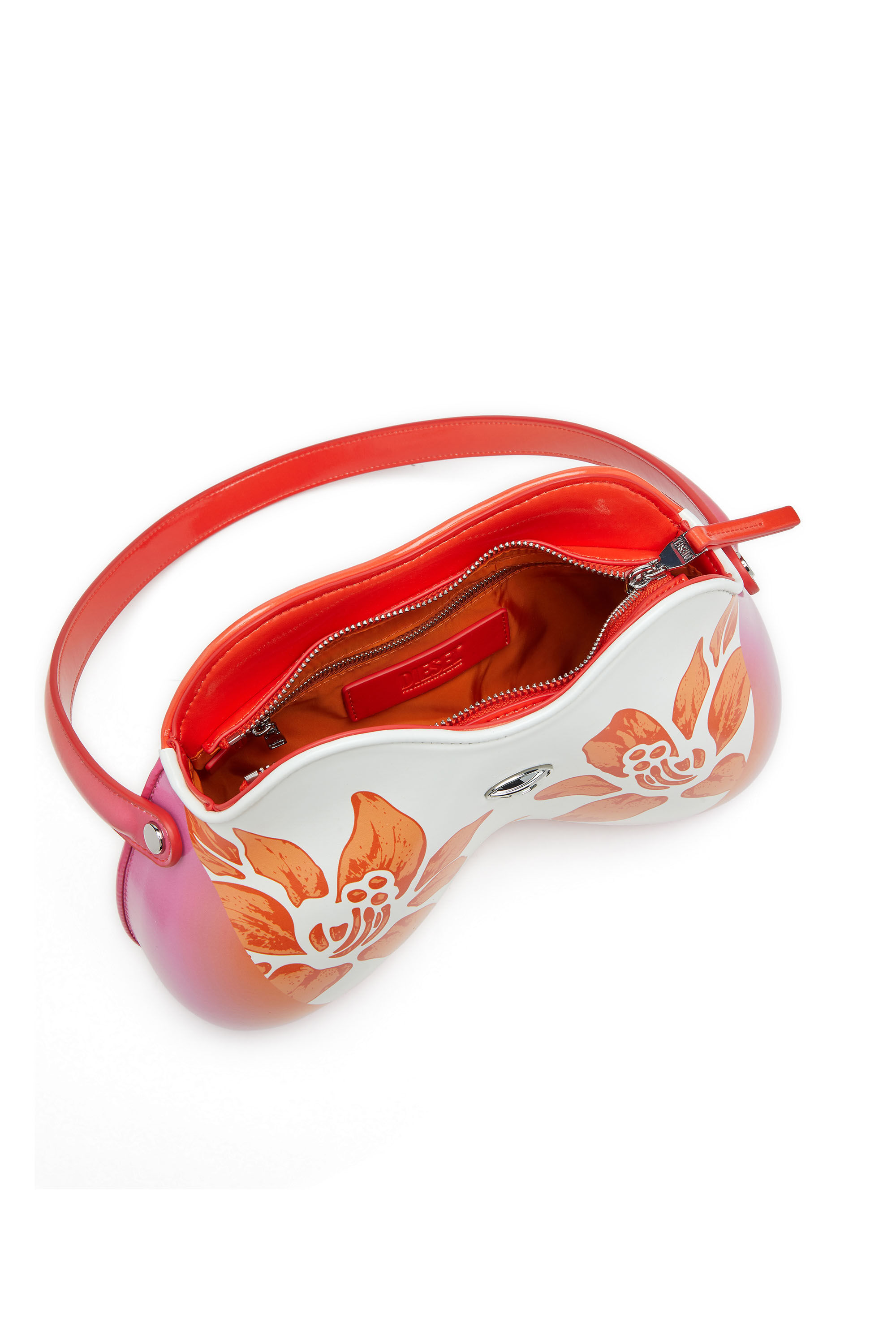 Diesel - Coconut Bl_m Bag, Woman's Double-D-Glossy shoulder bag with lotus print in White/Pink - 3