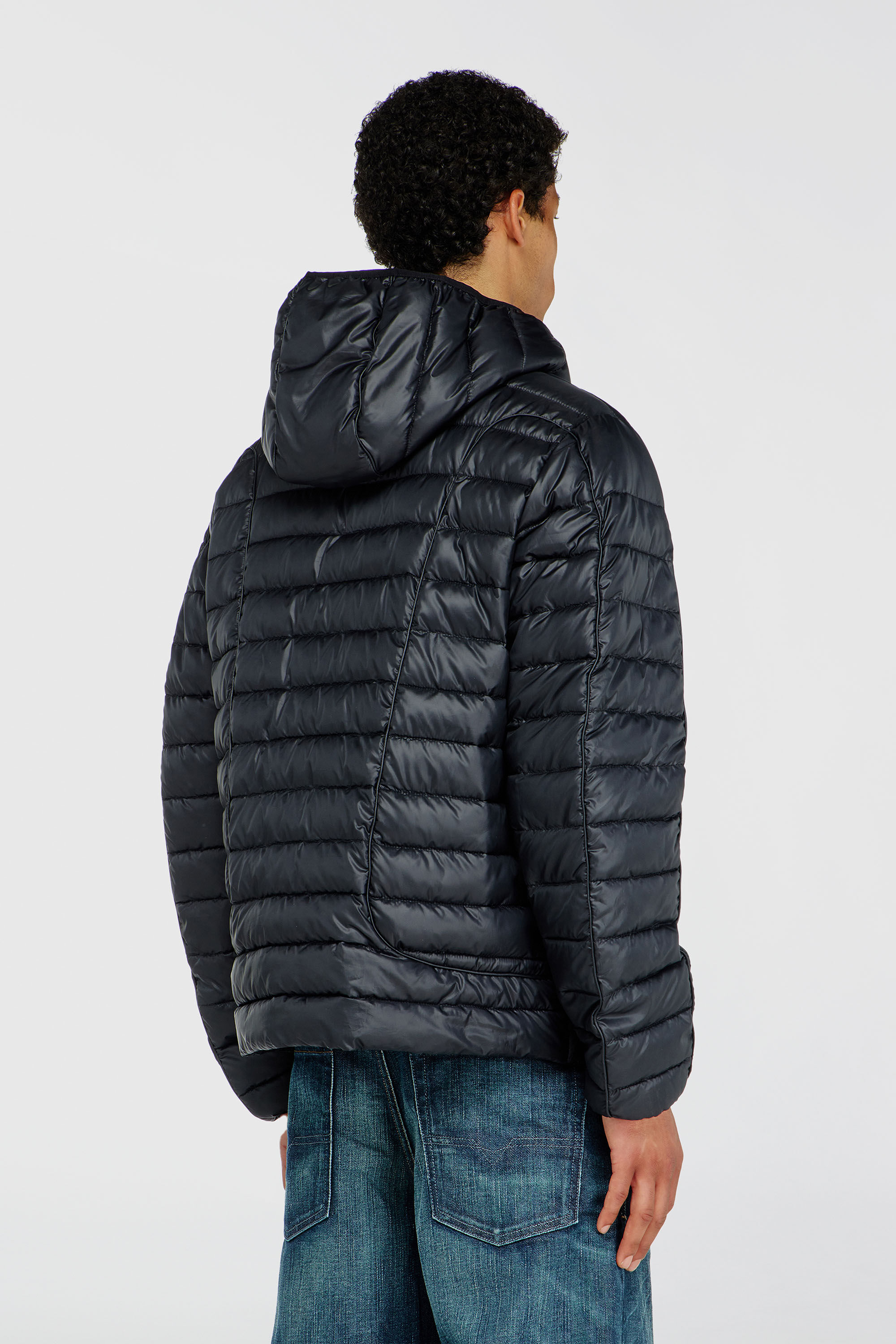 Diesel - W-STONE-WRD, Man's Puffer jacket with tonal piping in Black - 4